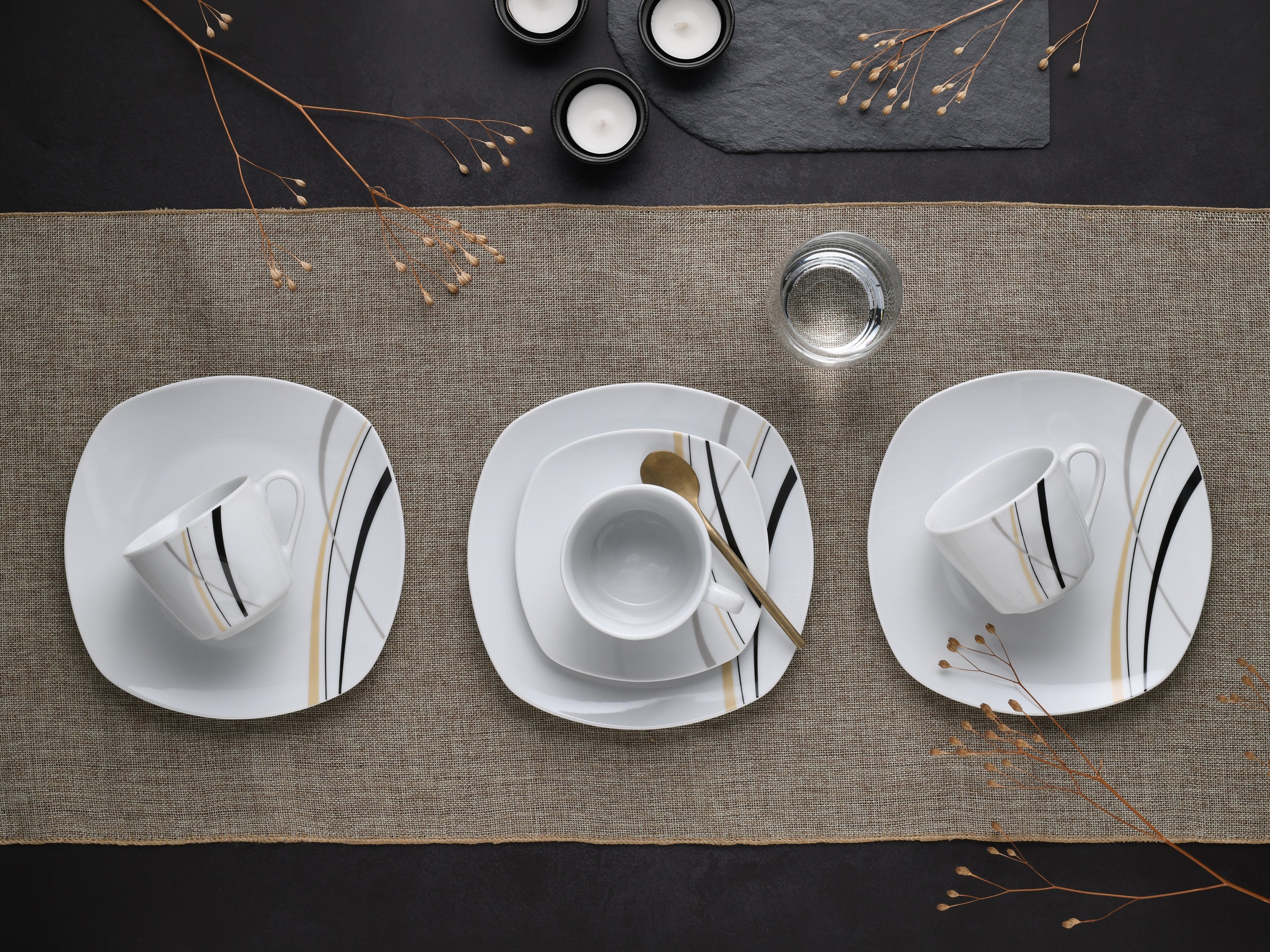 CreaTable Kaffeeservice »Square City Line, Kaffee-Service 18-tlg«, (Set, 18 tlg.), Moderner Urban Style