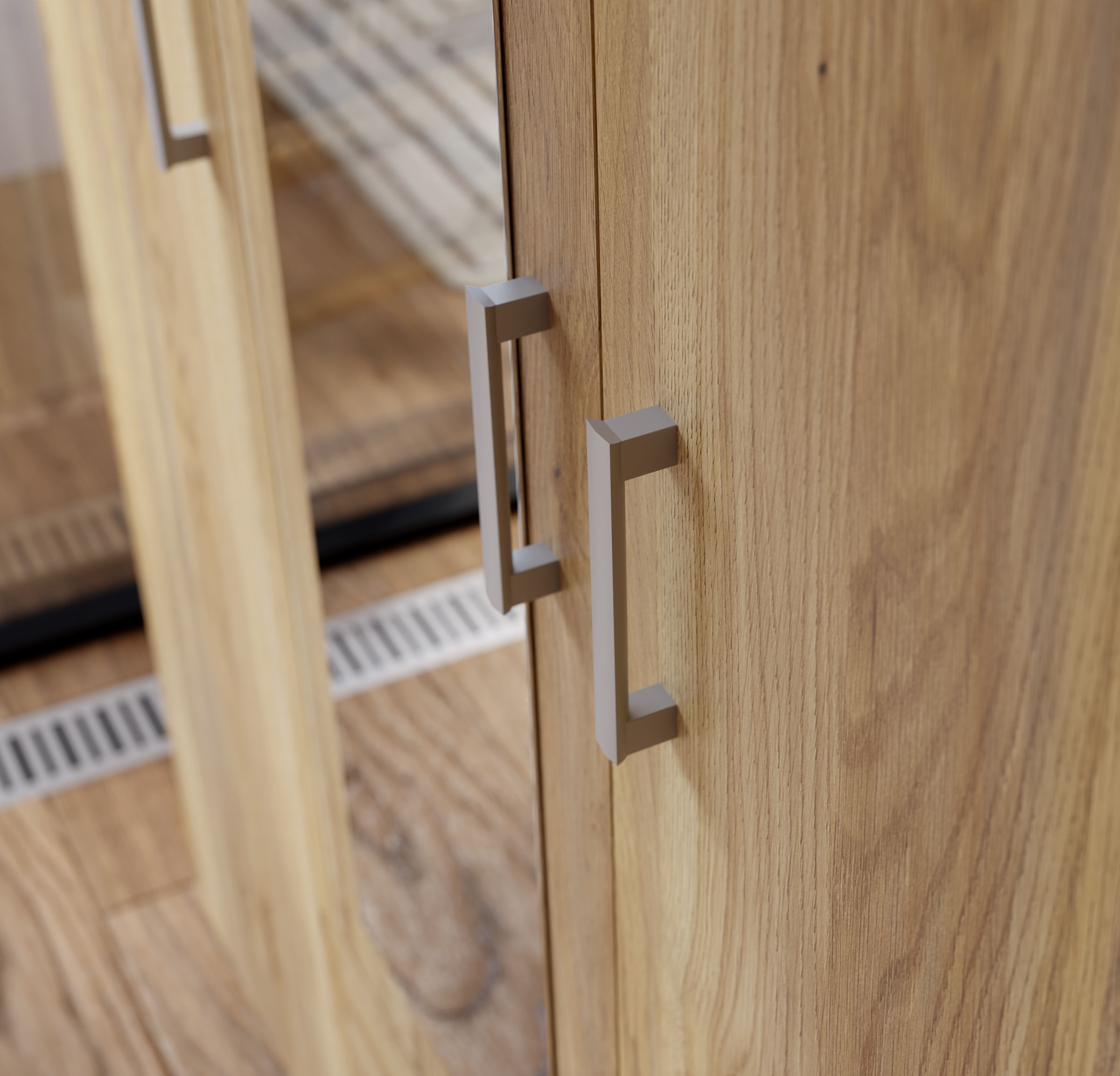 FORTE Drehtürenschrank, Drehtürenschrank, Spiegel, Stauraum, 2 Schubladen