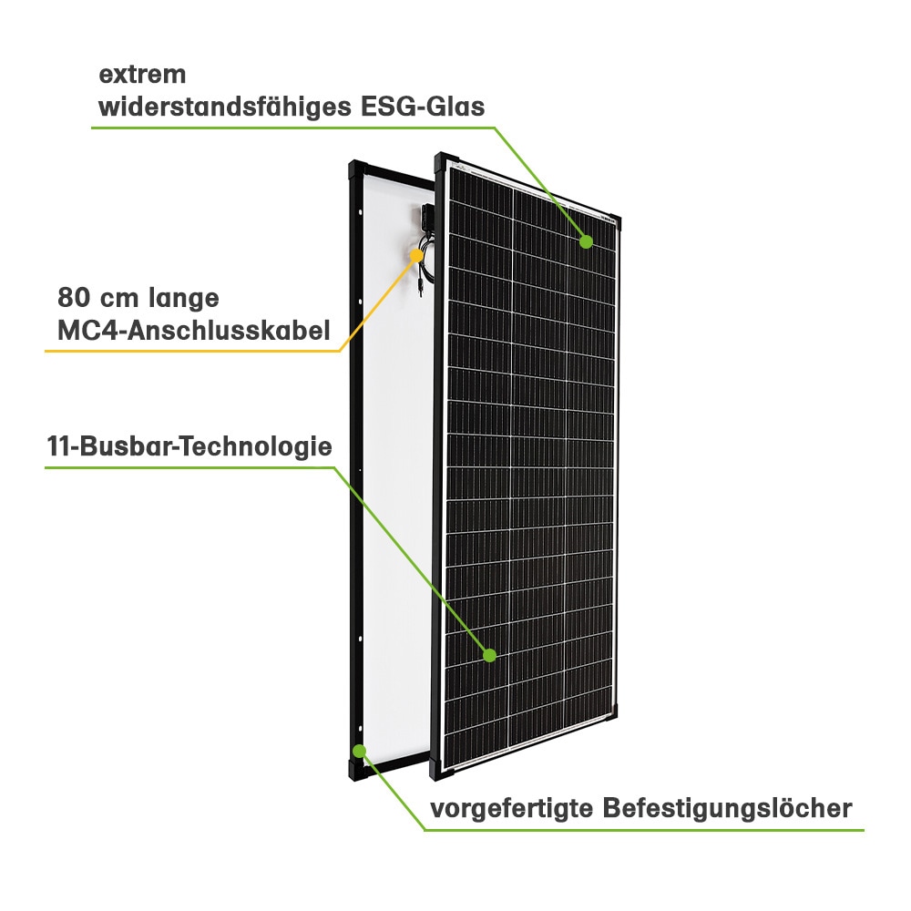 offgridtec Solarmodul »MONO 200W V2 Solarpanel 30V Black Frame«, 11-Busbar-Technologie