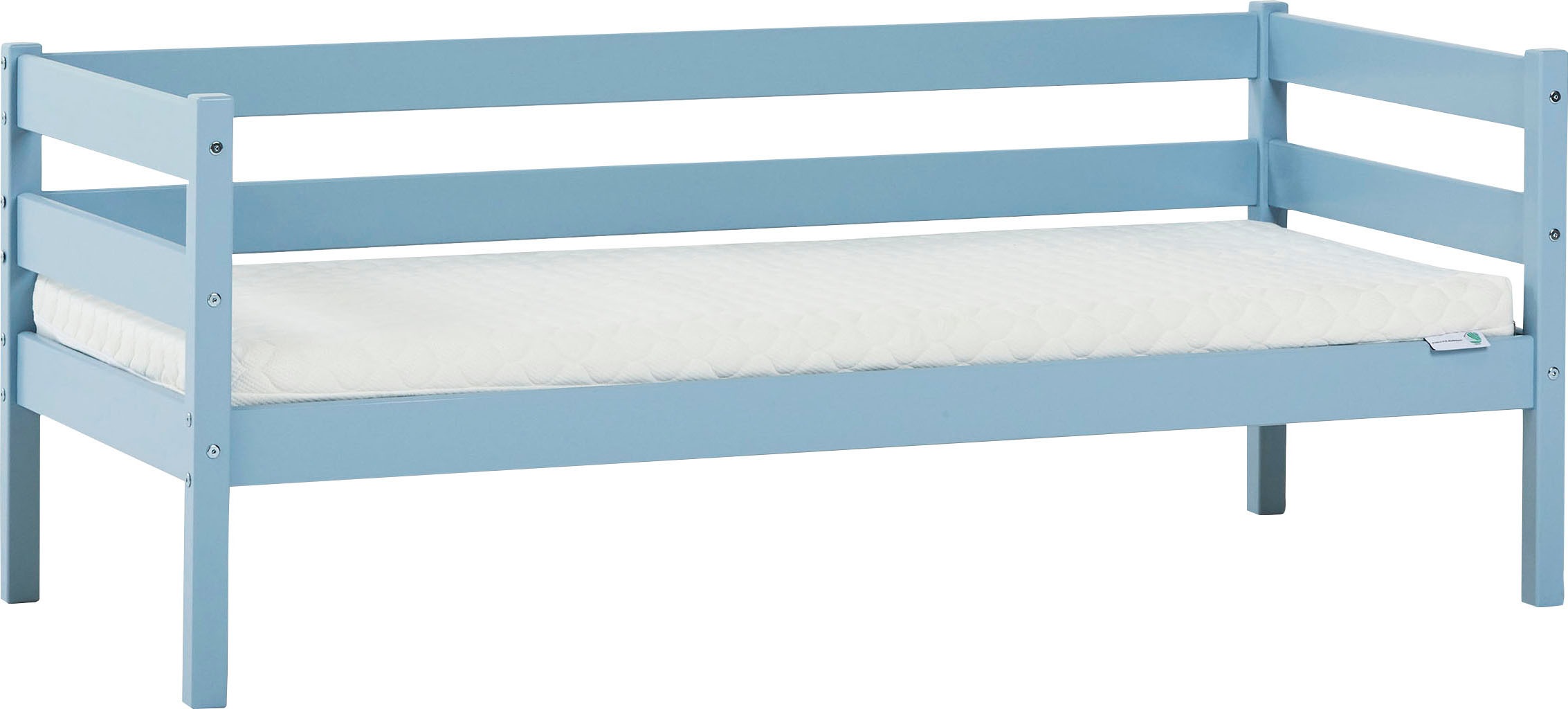 Einzelbett „ECO Comfort“, (Set), mit Rollrost in 8 Farben, wahlweise mit Matratze und Absturzsicherung, Dream Blue mit ECO-Dream Matratze