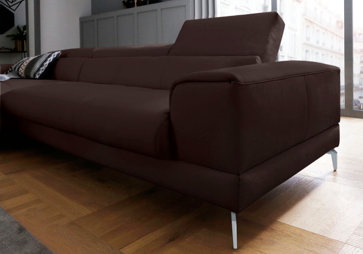 W.SCHILLIG Ecksofa »piedroo, Designsofa mit tollem Sitzkomfort, bequem und elegant, L-Form«, Kopfteilverstellung, wahlweise mit Sitztiefenverstellung, Breite 343cm
