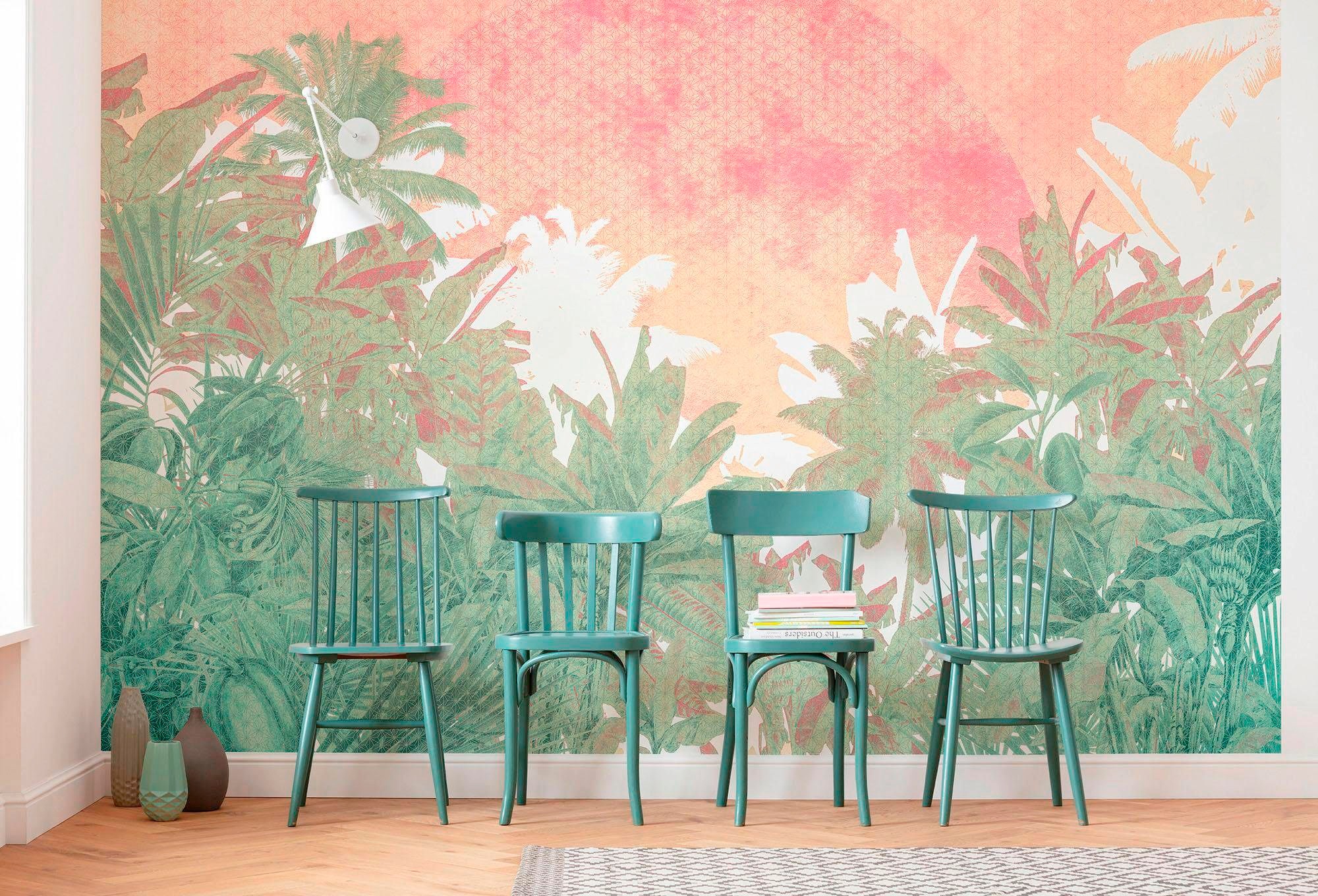 Komar Vliestapete »Digitaldruck Vlies - Palmiers - Größe 400 x 280 cm«, bedruckt, Wohnzimmer, Schlafzimmer