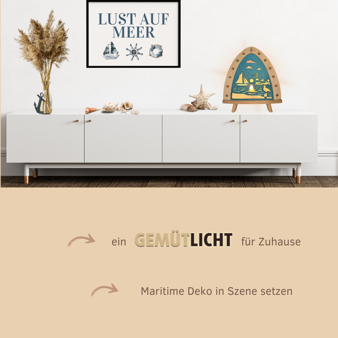 Weigla LED Dekolicht »Leuchtturm - Maritim, BxHxT: 30x32x6 cm« E14 Dekolamp günstig online kaufen