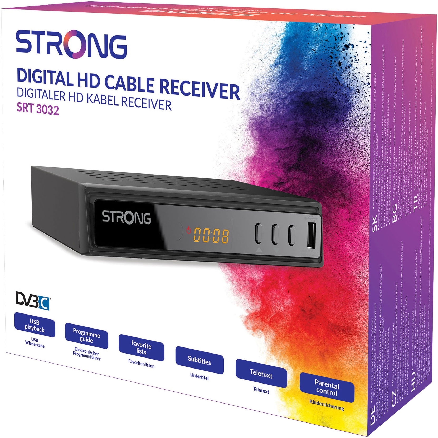 Strong Kabel-Receiver »SRT 3032«, (Automatischer Sendersuchlauf-Durchschleiftuner-EPG (elektronische Programmzeitschrift)-Kindersicherung-Software Update über USB-Timer-Videotext-Videotextuntertitel-mehrsprachige Menüführung)