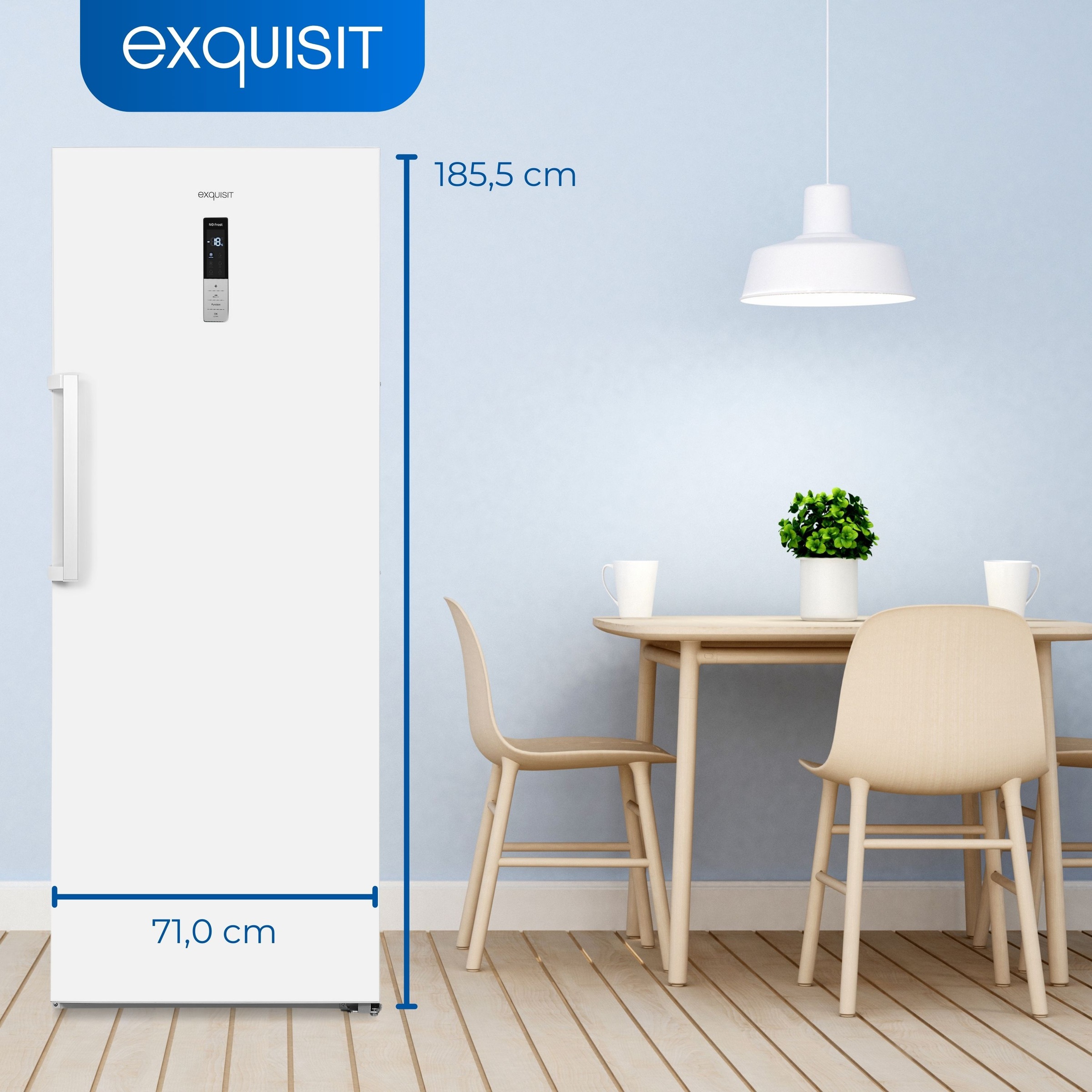 exquisit Gefrierschrank »GS380-NF-H-050D weiss«, 185,5 cm hoch, 71 cm breit, Türanschlag wechselbar