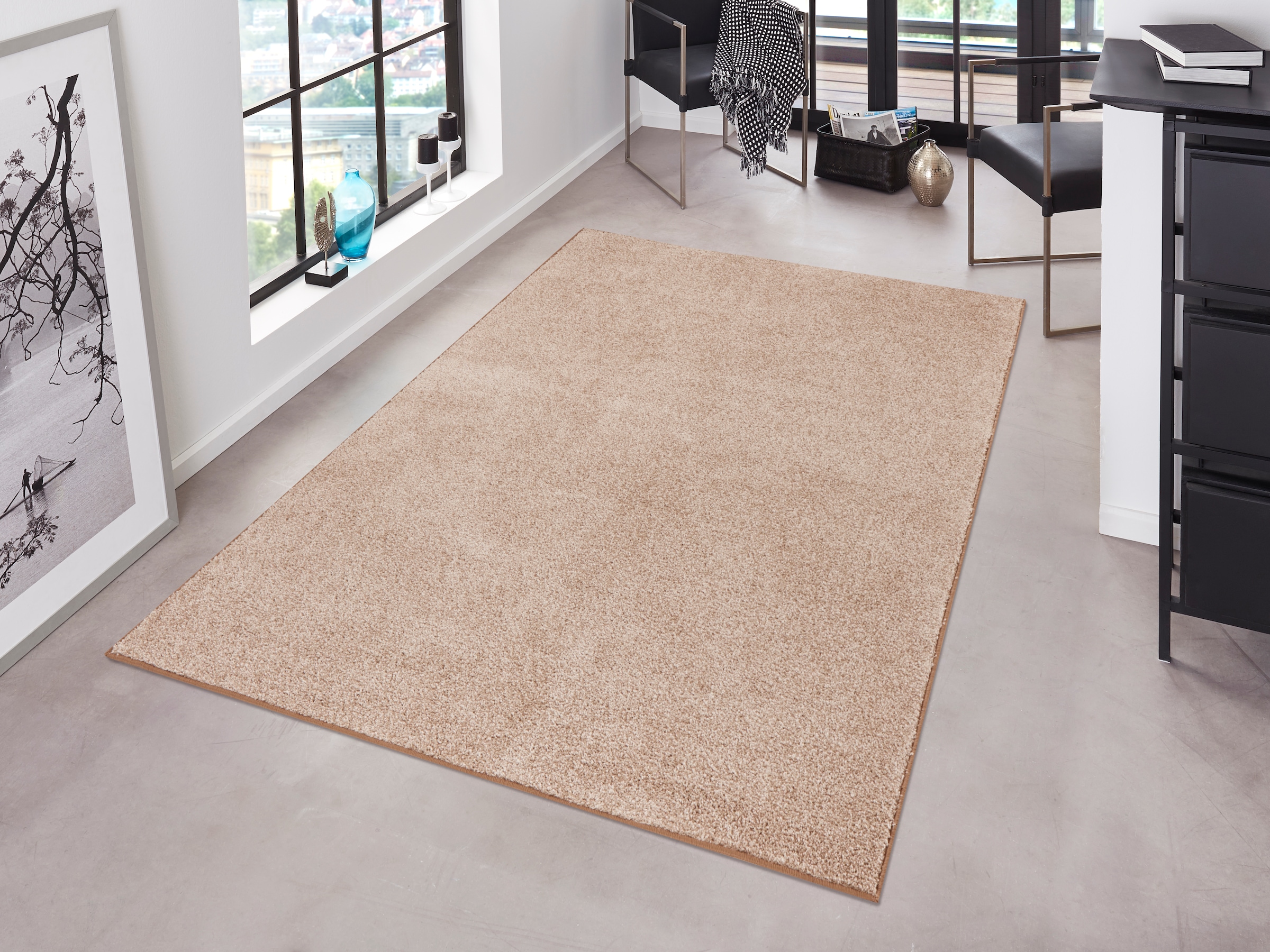 HANSE Home Teppich »Pure 100 Kurzflor«, rechteckig, 13 mm Höhe, Kurzflor, uni, umkettelt, Läufer, Wohnzimmer, Kinderzimmer, Flur