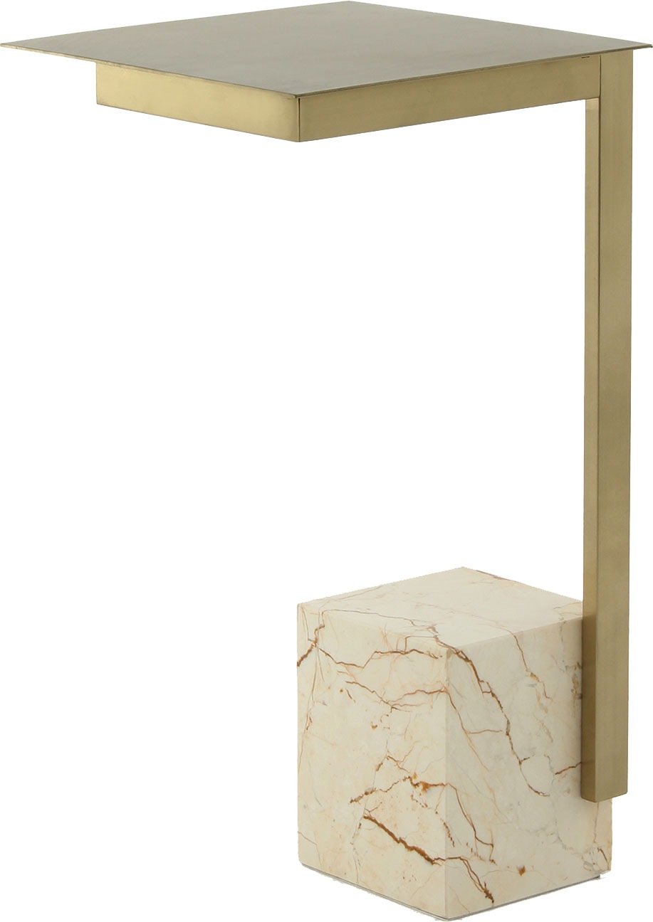 Kayoom Beistelltisch »Oscar 225, Passender Marmorfuß in kantigem Design« 1 Stk. tlg. Eckiger Marmorfuß, eckige Ablagefläche und Gestell aus Edelstahl