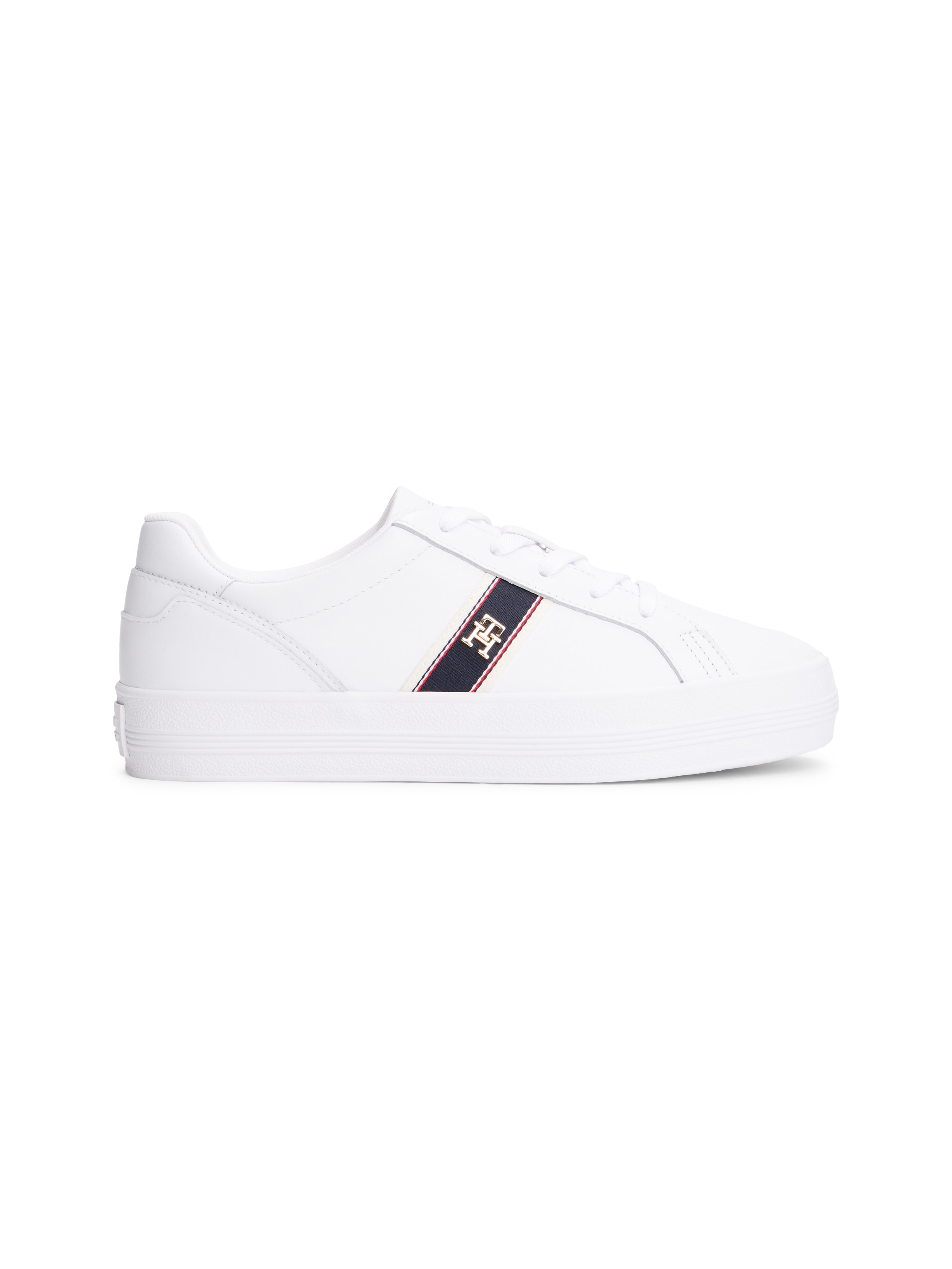 Tommy Hilfiger Plateausneaker »VULC WEBBING SNEAKER«, Freizeitschuh, Halbschuh, Schnürschuh mit TH-Logo-Schmuckelement