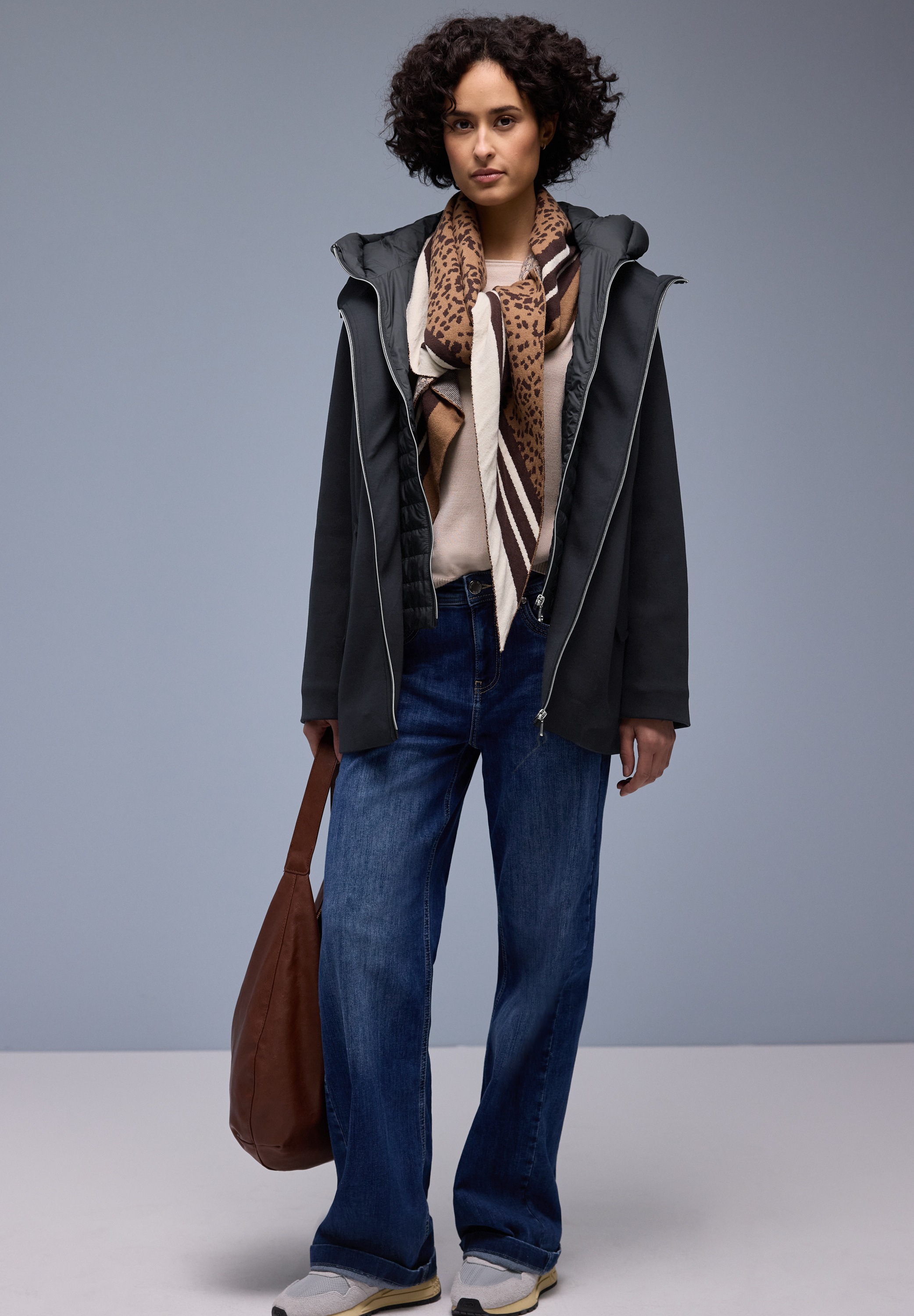 STREET ONE Langjacke mit Kapuze im Doppel-Layer-Look und mit Kapuze