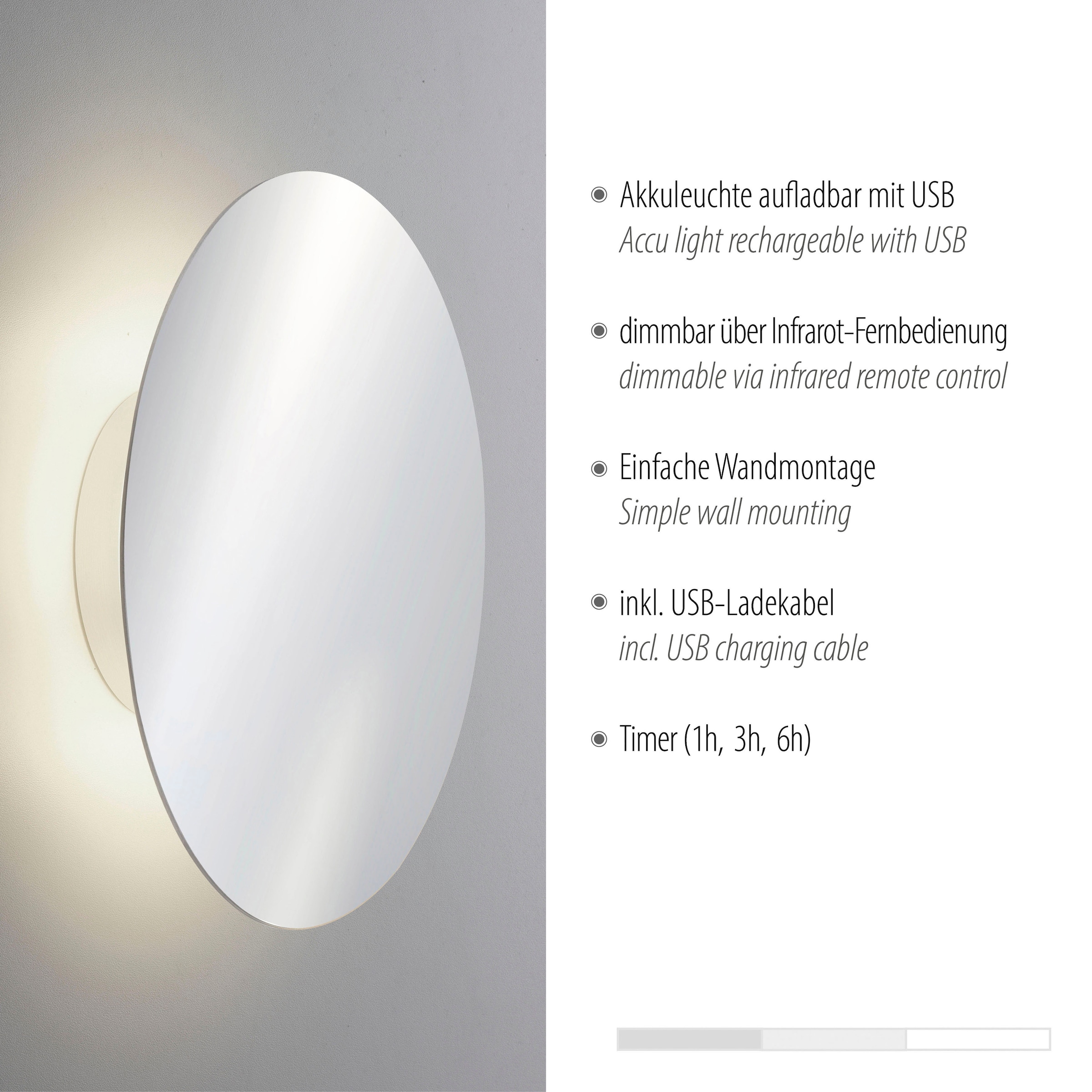 Paul Neuhaus Wandleuchte »AKKU PUNTU«, 1 flammig, Leuchtmittel LED-Board | LED fest integriert