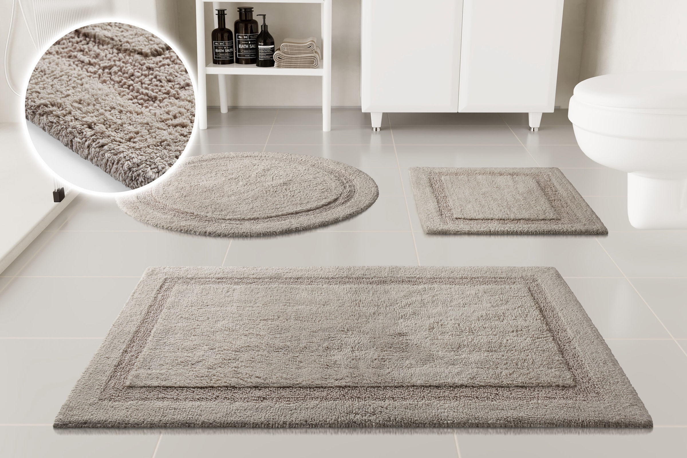 OTTO home Badematte »Meellor« Höhe 20 mm Badteppich, getuftet, modern, Uni, antirutsch, flauschig, Baumwolle