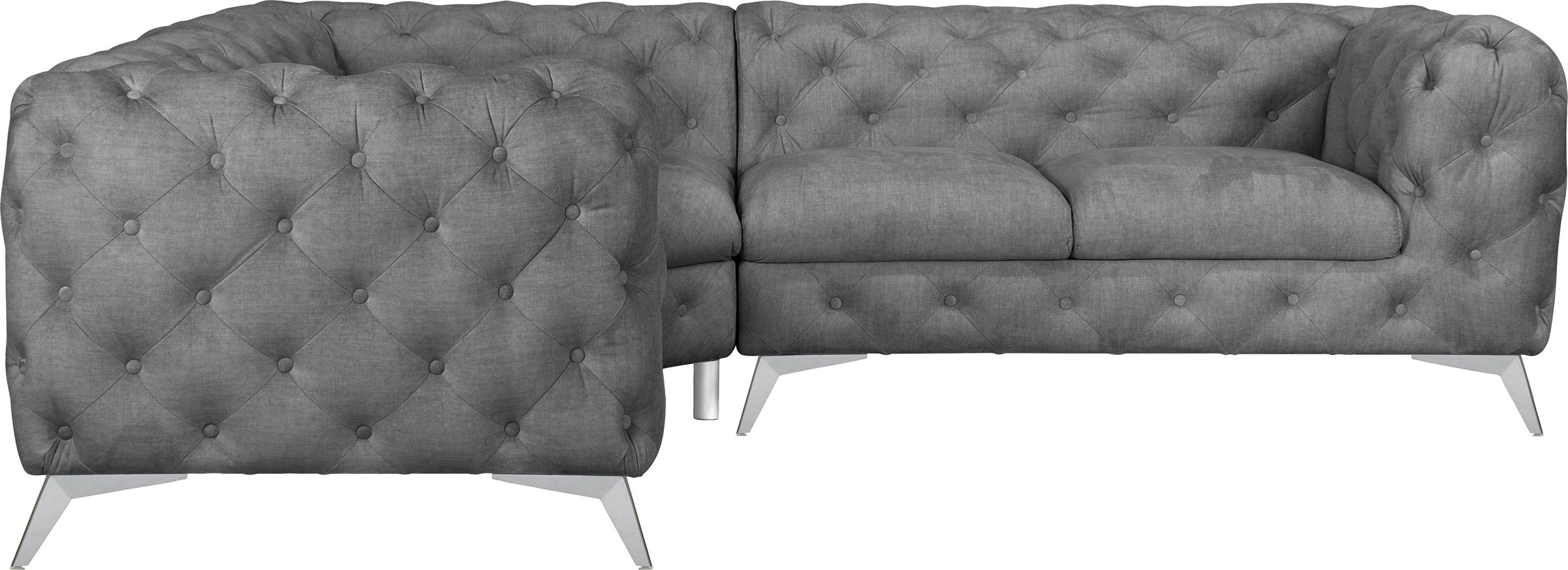 Leonique Chesterfield-Sofa »Ecksofa GLYNIS L-Form mit Wellenunterfederung, günstig online kaufen