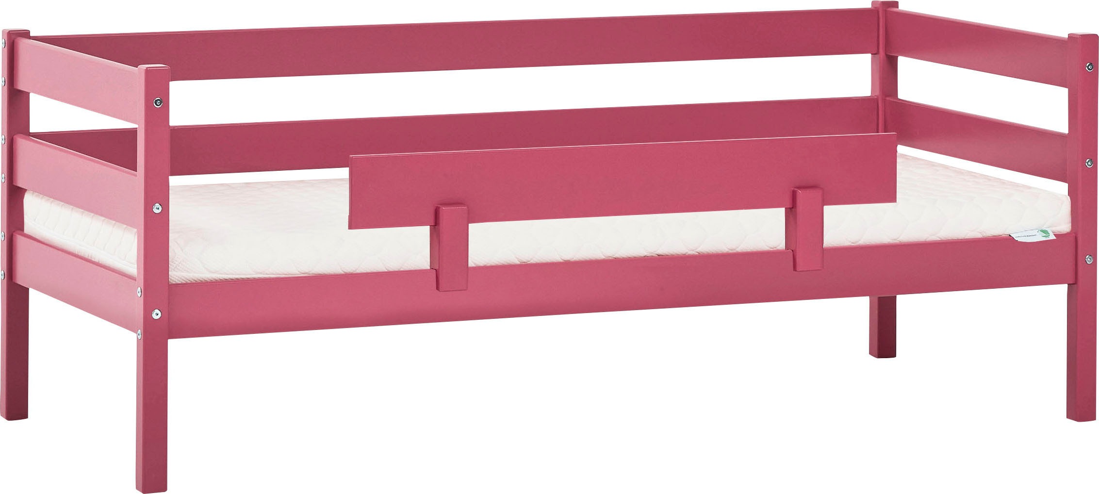 Einzelbett „ECO Comfort“, (Set), mit Rollrost in 8 Farben, wahlweise mit Matratze und Absturzsicherung, Baroque Rose mit ECO-Dream Matratze und Rausfallschutz