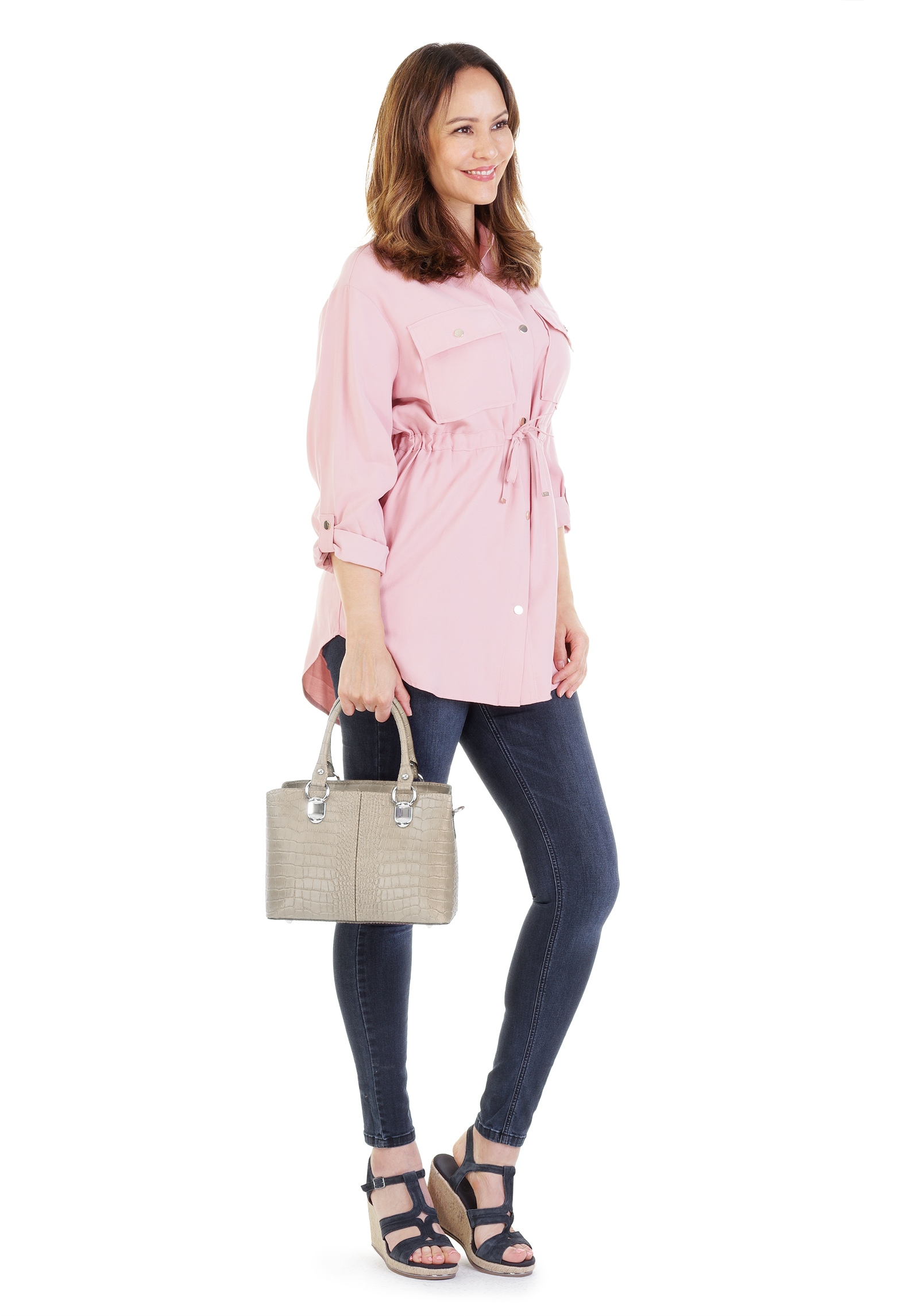 Cluty Umhängetasche, echt Leder, Made in Italy