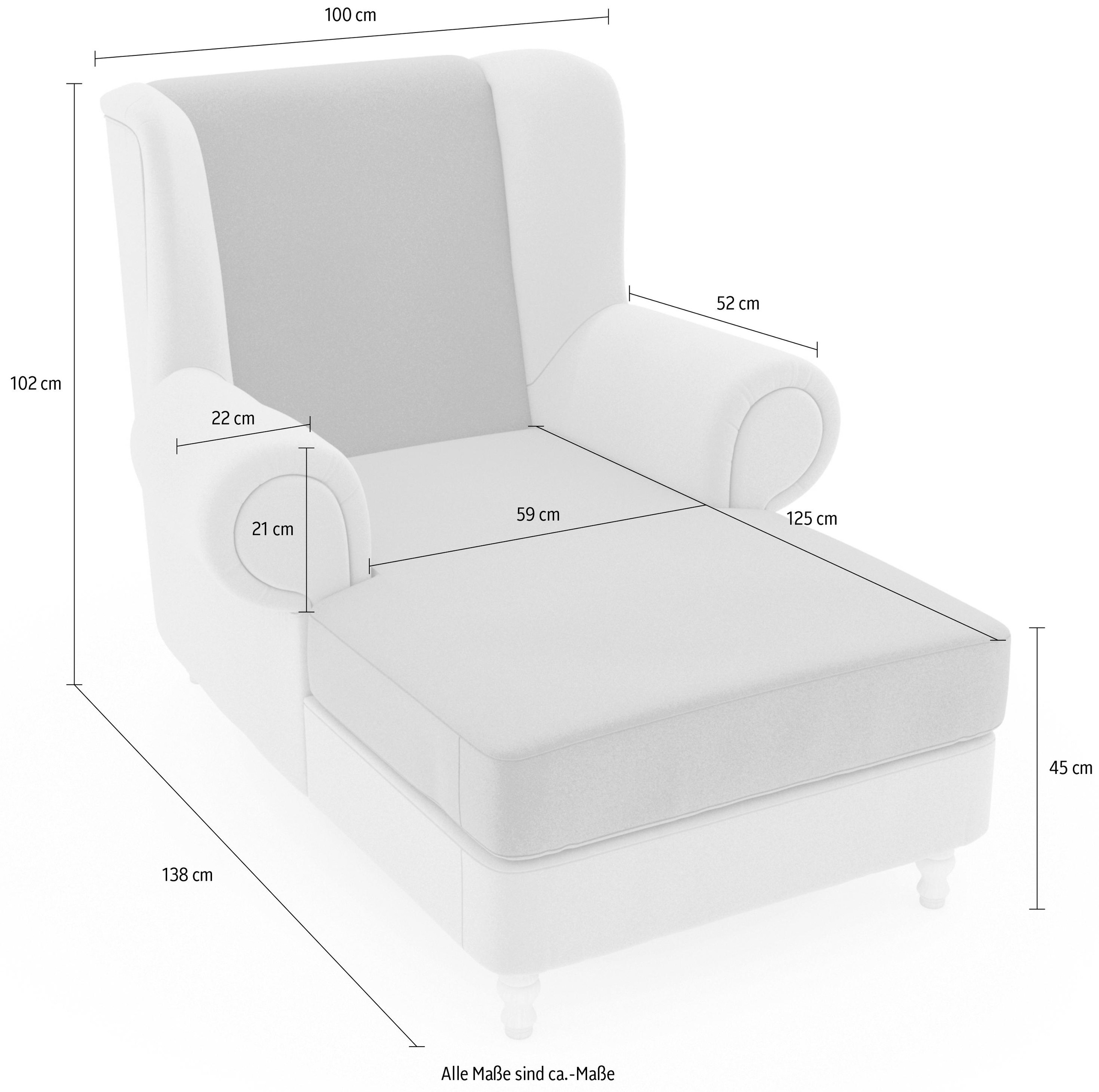 Max Winzer® Ohrensessel »Madeleine, Relaxsessel, Designsessel mit hohem Sitzkomfort«, Samtvelours Bezug in vielen Farbkombinationen