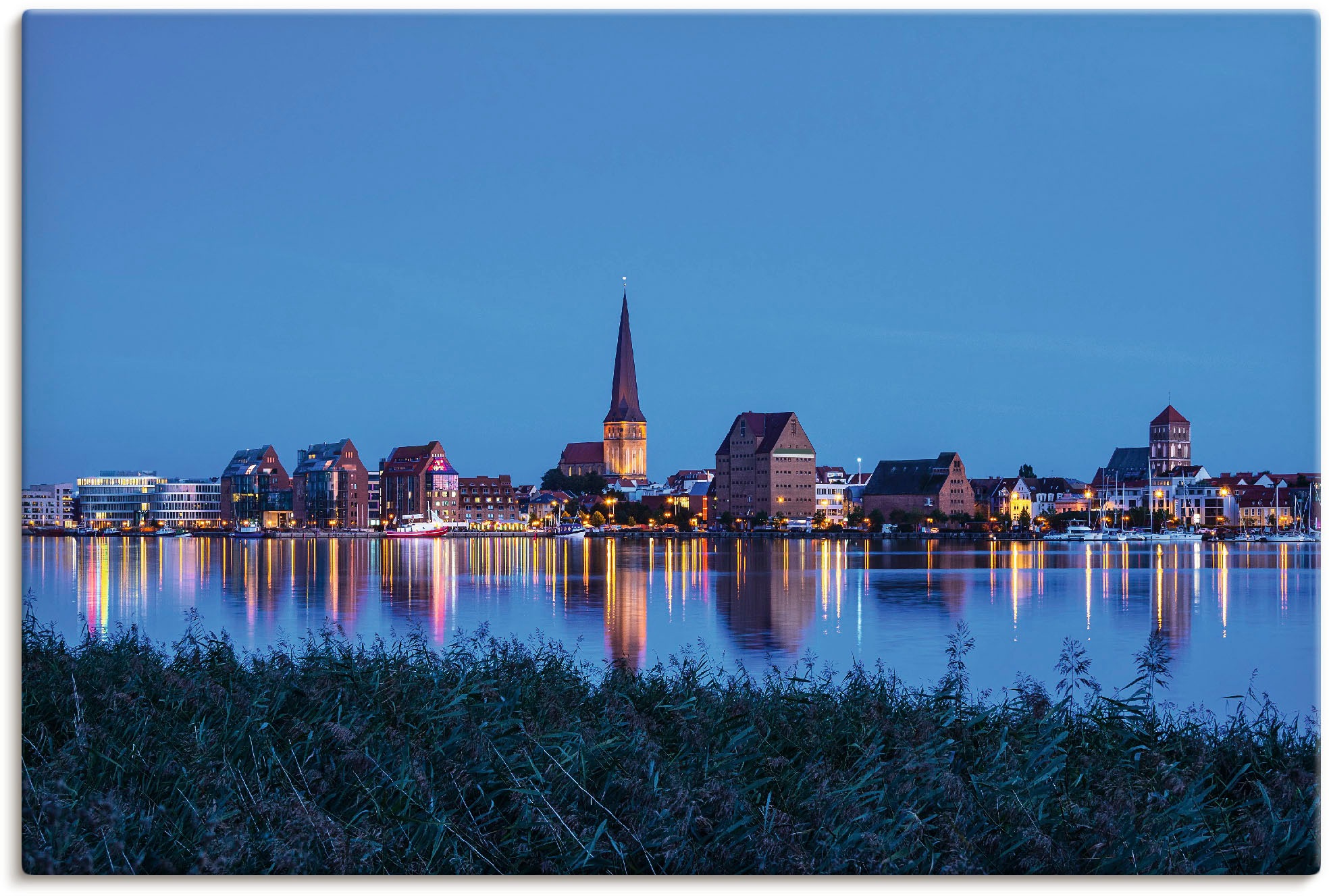 Artland Leinwandbild »Blick über Warnow auf Rostock«, Rostock, (1 St.), auf Keilrahmen gespannt