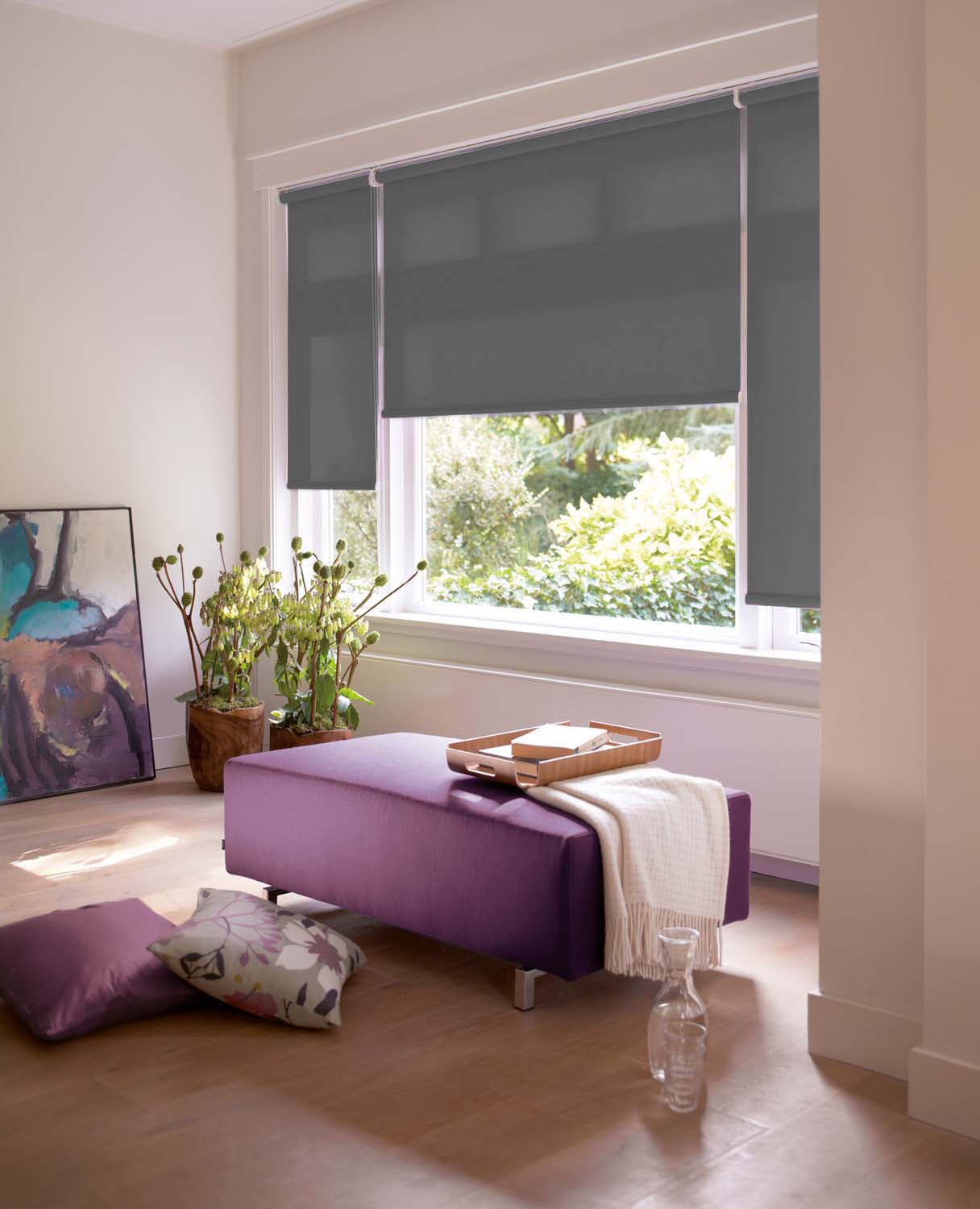 sunlines Elektrisches Rollo »Akkurollo Upcycling appgesteuert, blickdicht, Sunlines«, blickdicht, ohne Bohren, appgesteuert via Bluetooth