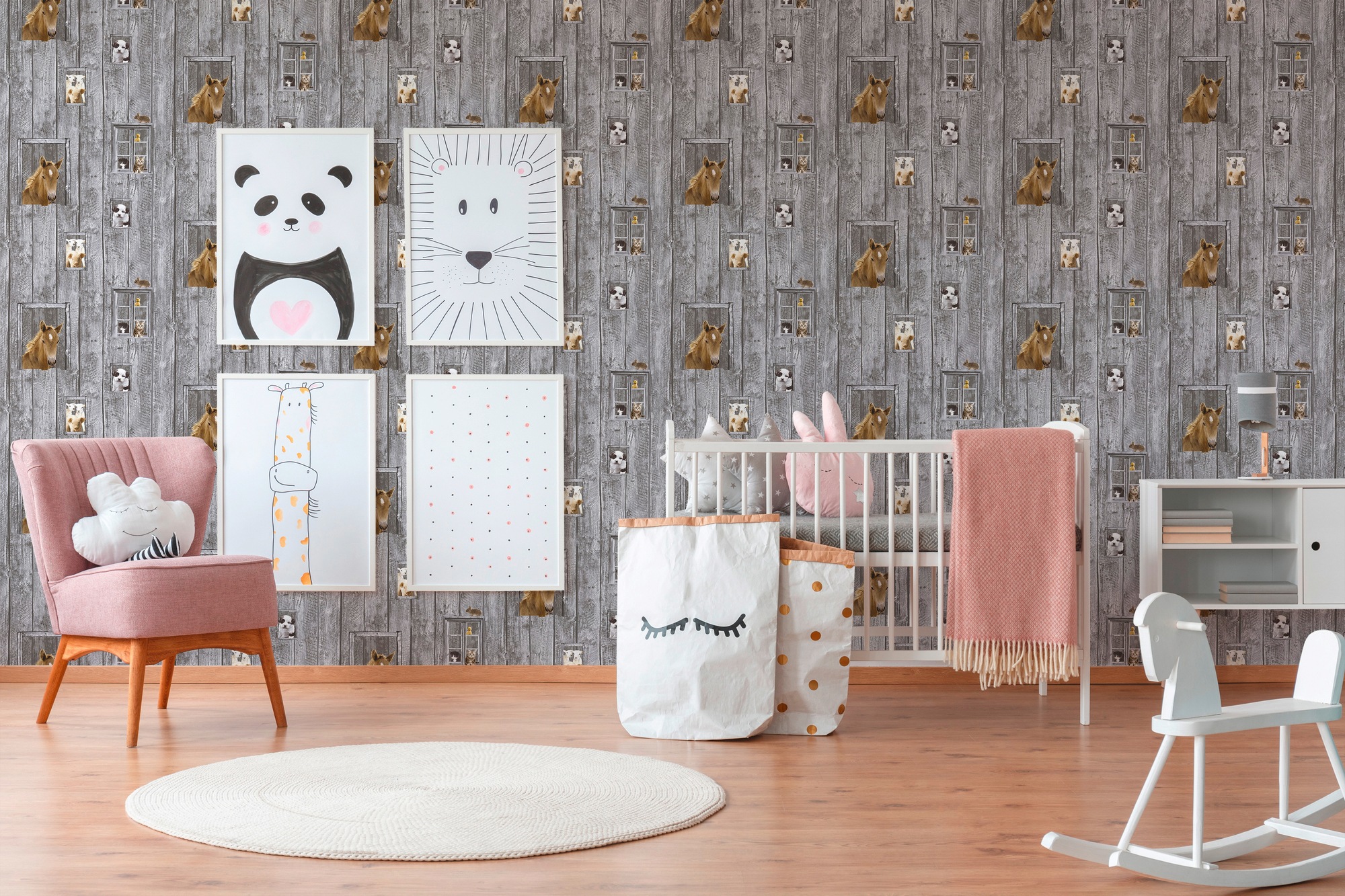 living walls Vliestapete »Little Stars«, Holz-realistisch-gestreift, Kindertapete Tapete Holzoptik Tapeten Kinderzimmer Schlafzimmer Design