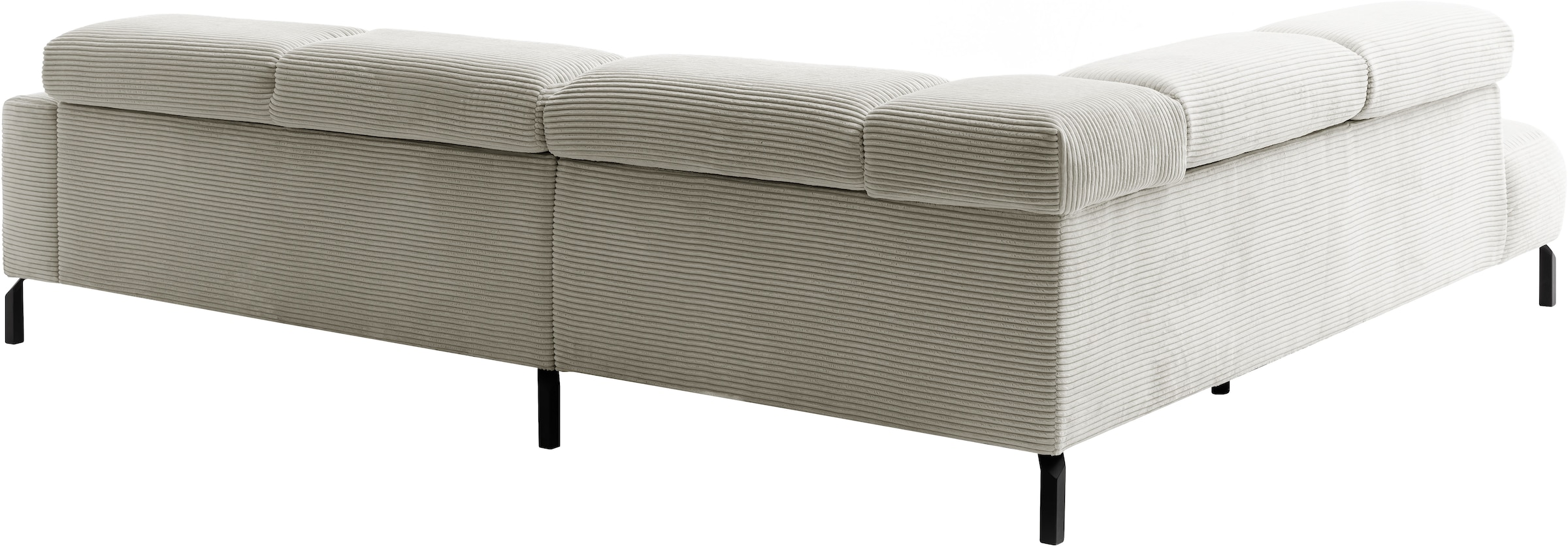 PLACES OF STYLE Ecksofa »Antonelli, L-Form,  inkl. Kopfteilverstellung, Breite 276 cm« ohne Sitztiefenverstellung, in Cord, hellgrau