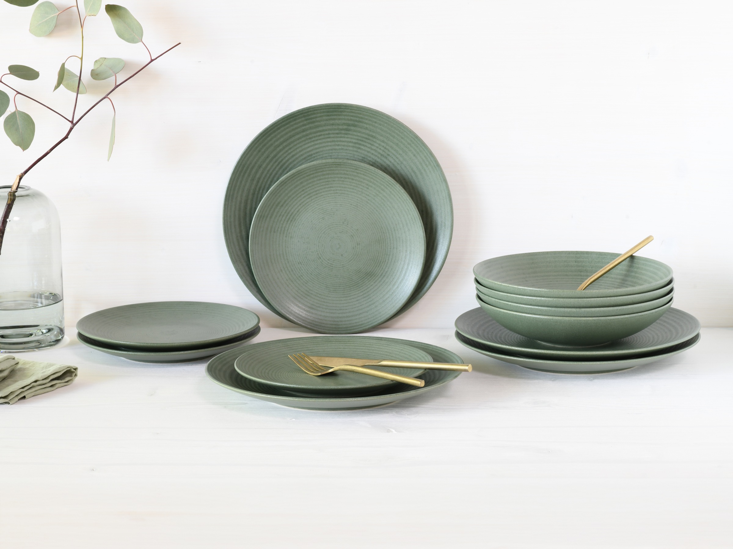 CreaTable Teller-Set »Catania, Tellerset 12-tlg.« Vintage Farben, Ausdrucks günstig online kaufen