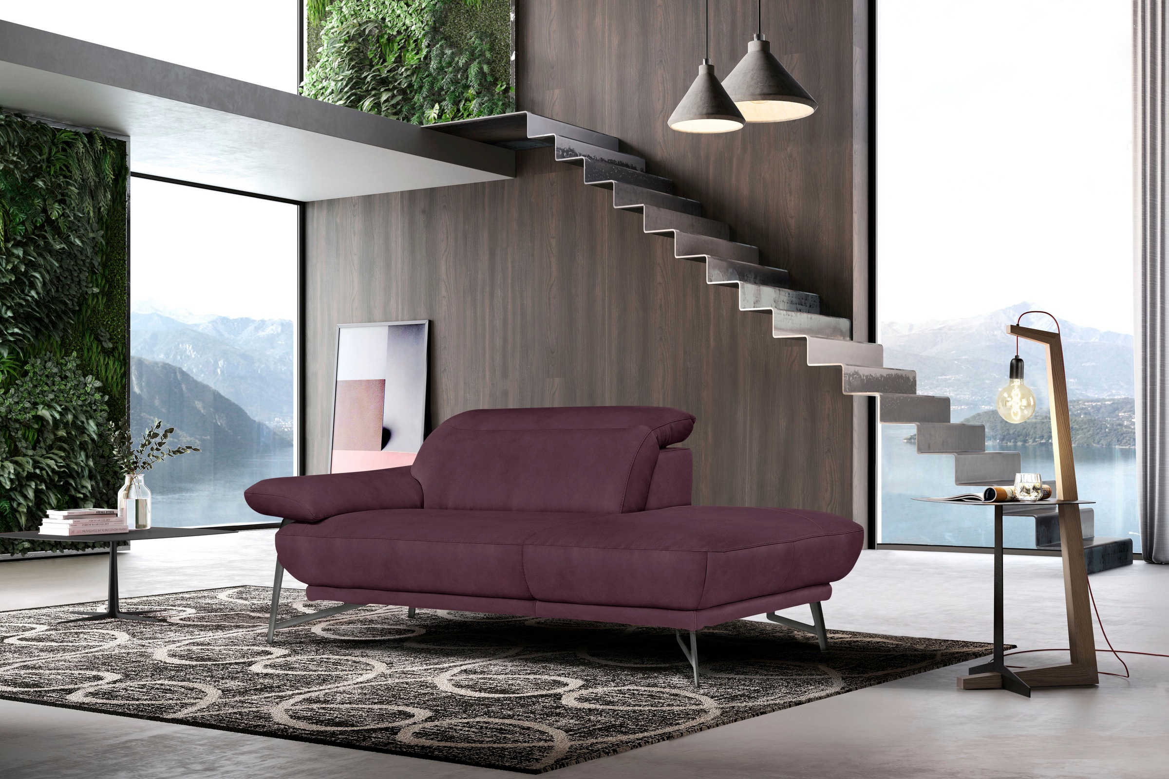 Egoitaliano Polstergarnitur »Anais, Design mit hohem Sitzkomfort für mehr Bequemlichkeit«, Set: bestehend aus Sofa und Ottomane, inkl. Kopfteilverstellung