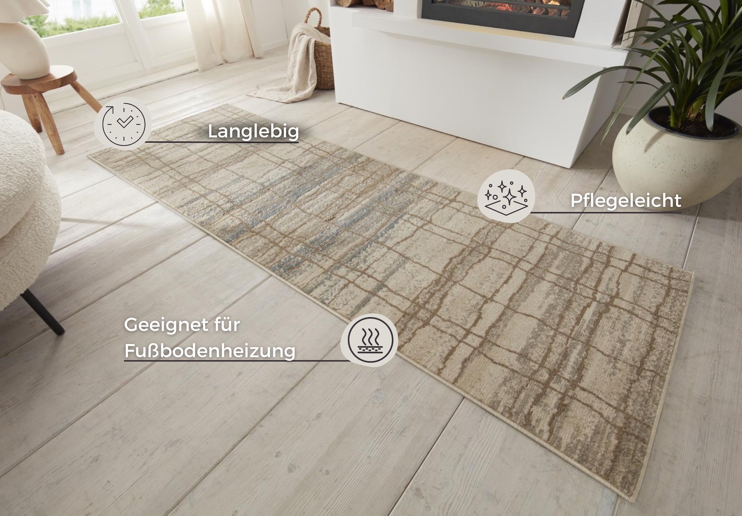 HANSE Home Teppich »Jord«, rechteckig, 8 mm Höhe, Kurzflor, Läufer, Vintage, Wohnzimmer, Schlafzimmer, Esszimmer, Flur