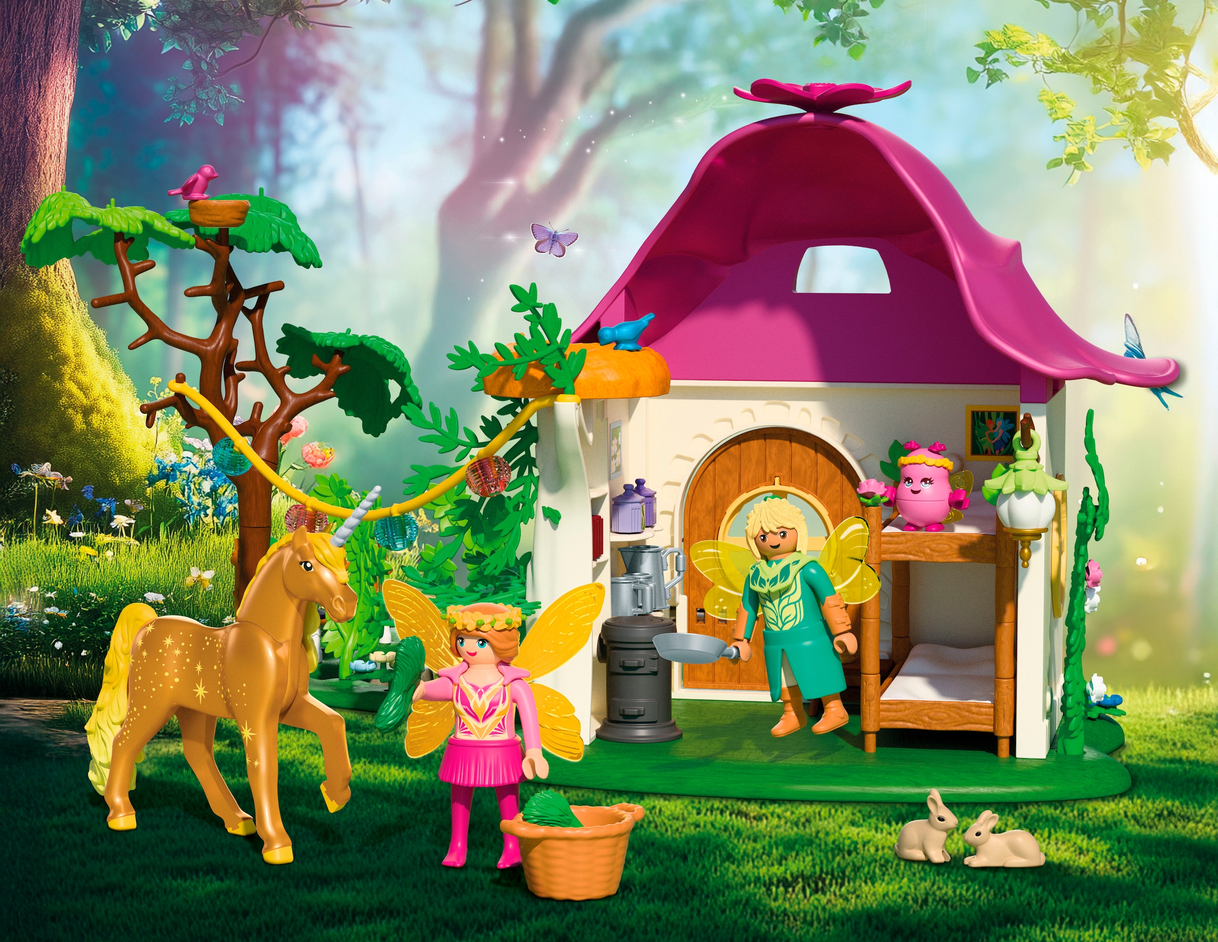 Playmobil® Konstruktions-Spielset »Gemütliches Feenzuhause mit Goldeinhorn und Stall (71838)« Princess Magic; Made in Germany