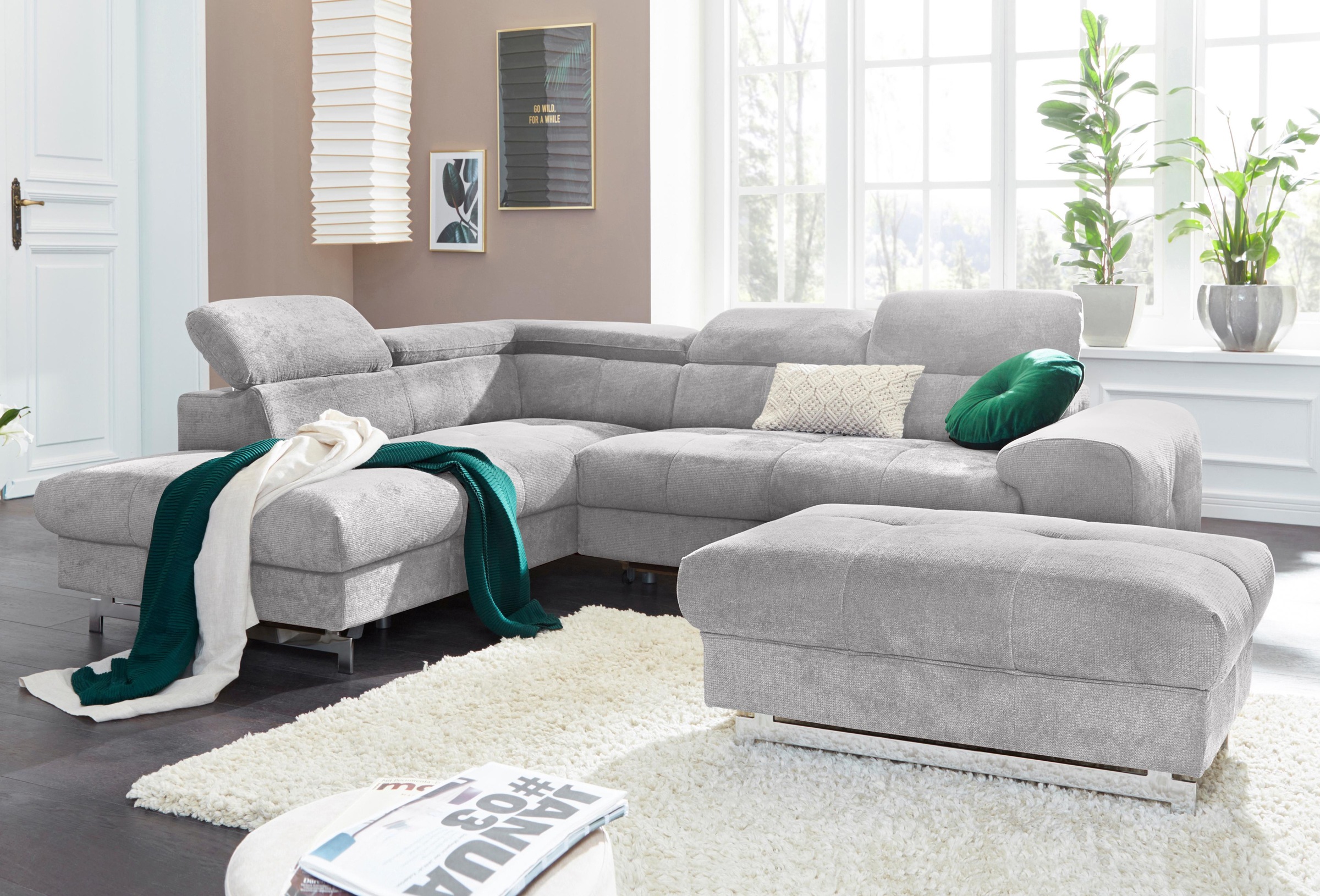 COTTA Ecksofa »Chef L-Form«, mit Kopfteilverstellung, wahlweise mit Bettfunktion & Bettkasten
