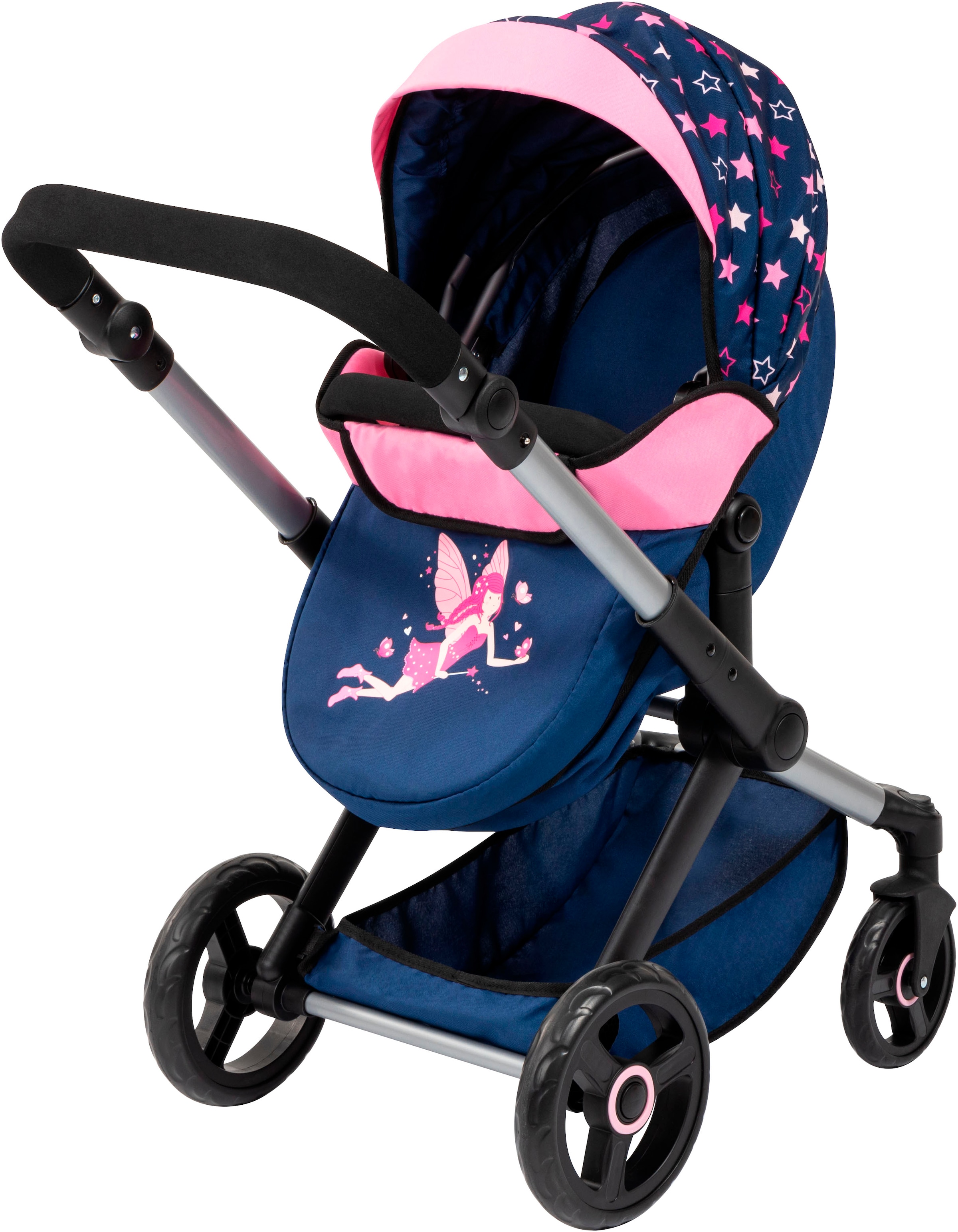 Bayer Kombi-Puppenwagen »Xeo, blau/pink Sternchen«