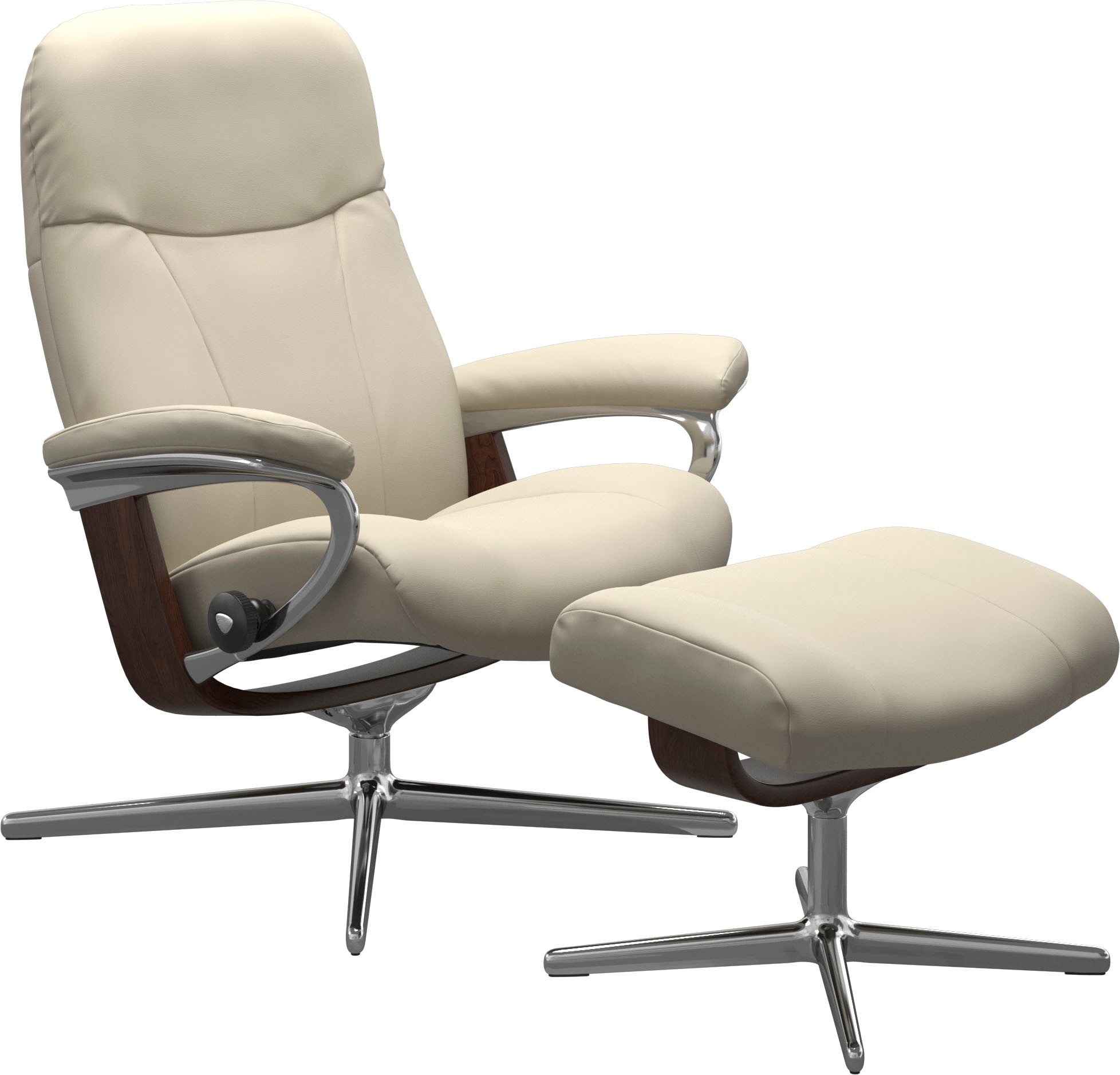 Stressless® Relaxsessel »Garda«, (Set, Relaxsessel mit Hocker), mit Hocker, mit Cross Base, Größe M & L, Holzakzent Braun
