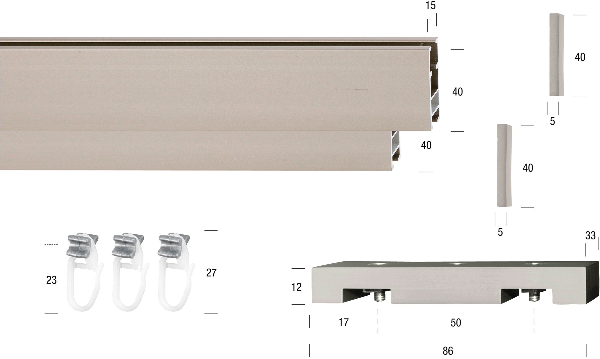 GARESA Gardinenstange »FLAT«, 2 läufig-läufig, Wunschmaßlänge, Rechteckprofil, perfekter Lauf, modern, verlängerbar, mit Endkappe