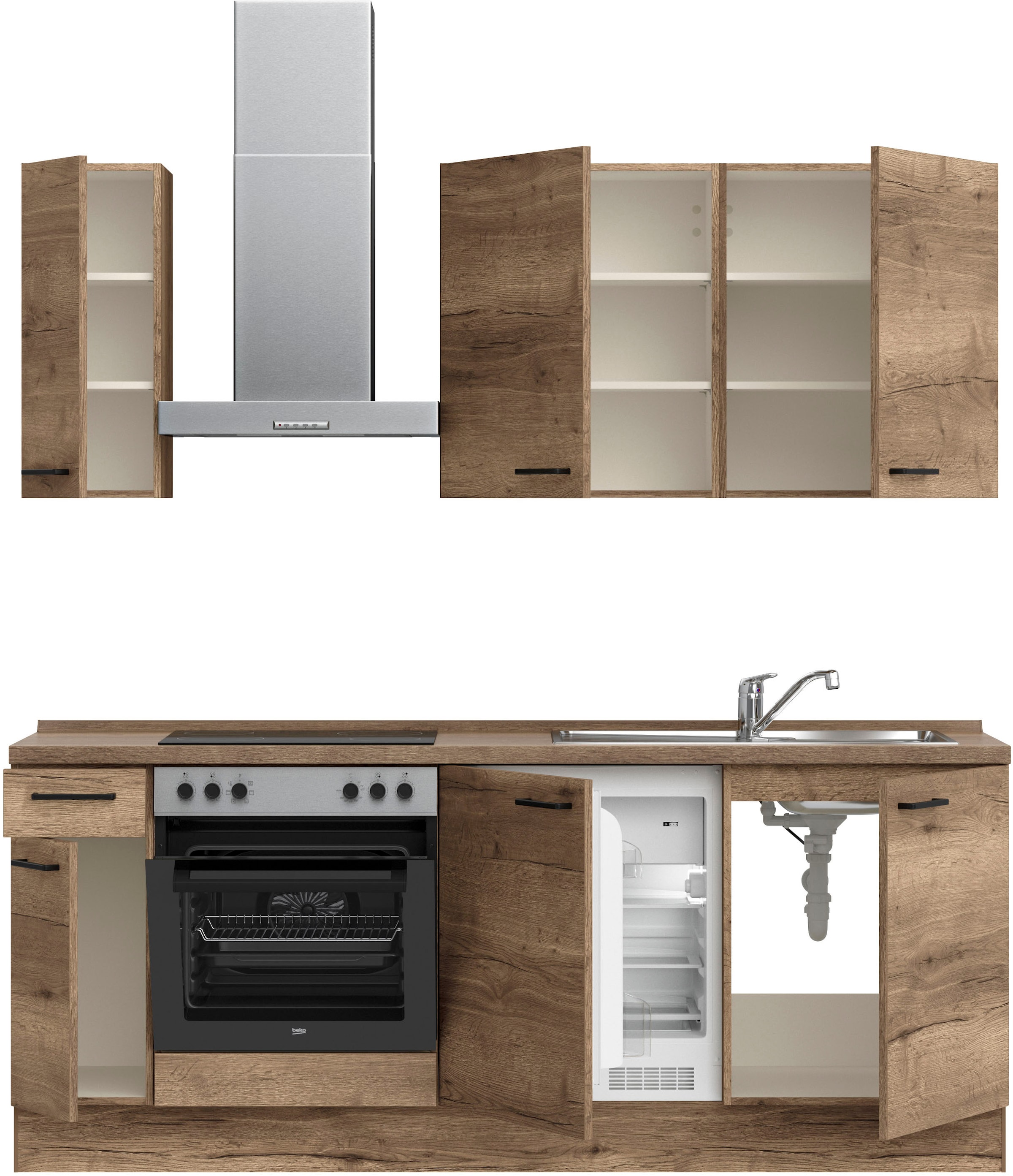 nobilia® Küchenzeile »"Structura I"«, vormontiert, Ausrichtung wählbar, Breite 210 cm, wahlw. mit E-Geräten