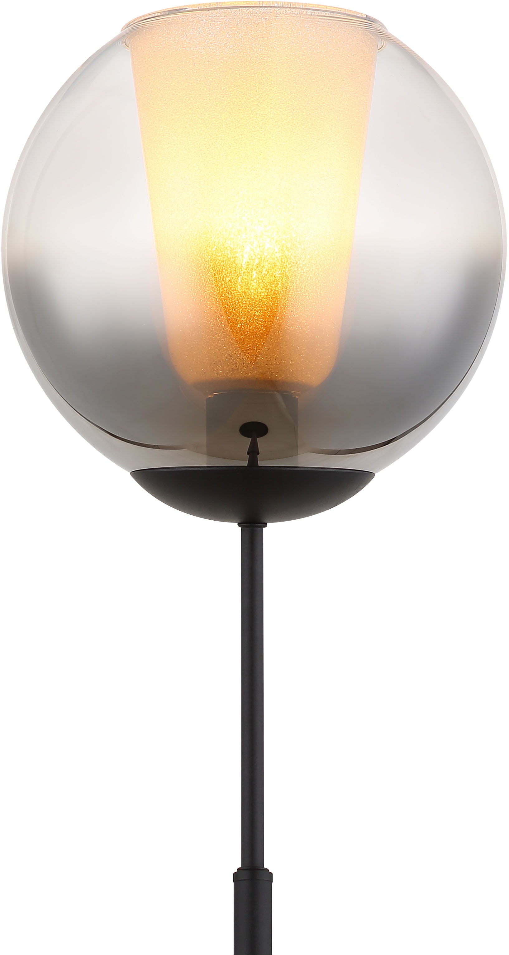 GLOBO LIGHTING Stehlampe »BARRY«, Leuchtmittel E27 | ohne Leuchtmittel, Stehlampe/Metall/Glaskugel rauchfarben/Glaskristalle klar