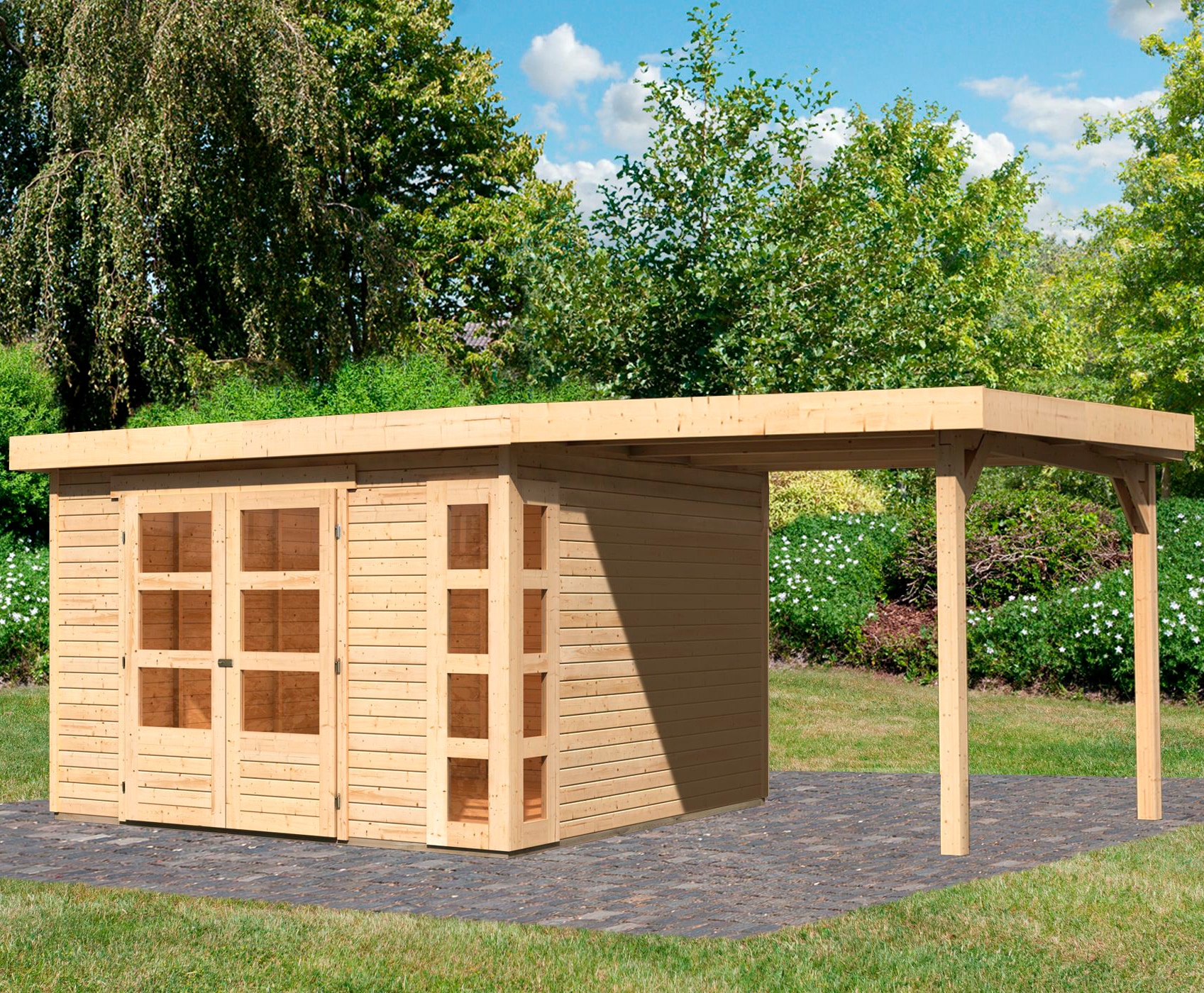 Karibu Gartenhaus »Nordsee 6«, (Set), mit Schleppdach 2,40 m Breite