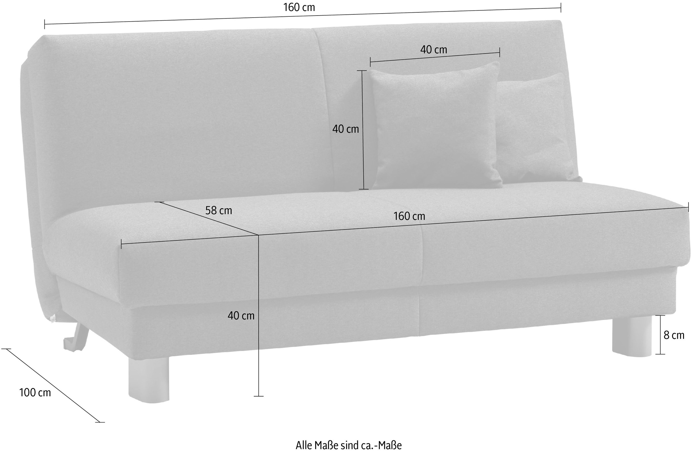 ell + ell Schlafsofa »Enny«, Liegefläche Breite 155 cm, Liegehöhe 40 cm, Füße alufarben