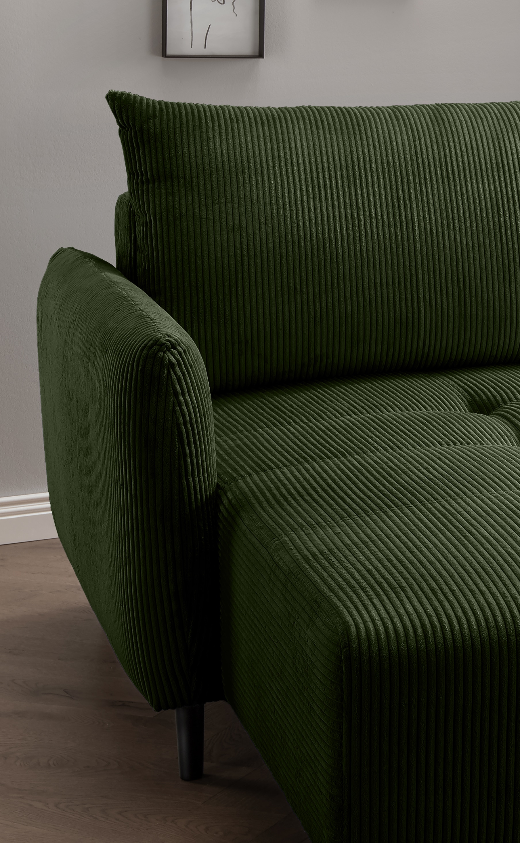 INOSIGN Ecksofa »Mara, L-Form, aktueller Cord Bezug und tolle Farben, schmale Armlehnen«, whlw. mit Bettfunktion,Recamiere links/rechts montierbar, Breite 238cm