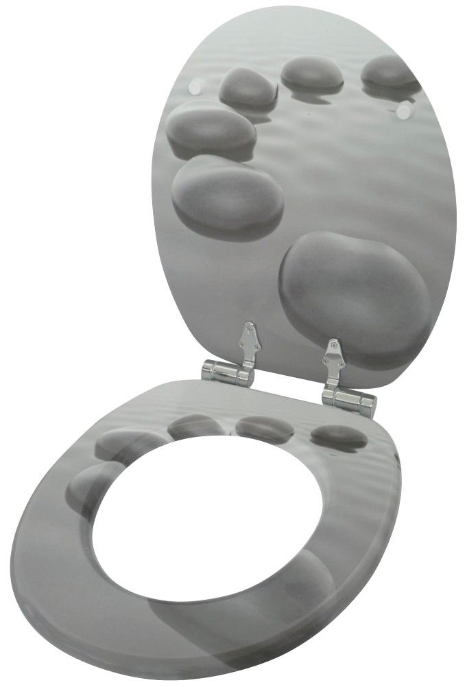 Sanilo Badaccessoire-Set »Black Stones« bestehend aus WC-Sitz, Badteppich, Stöpsel, Seifenspender, WC-Bürste