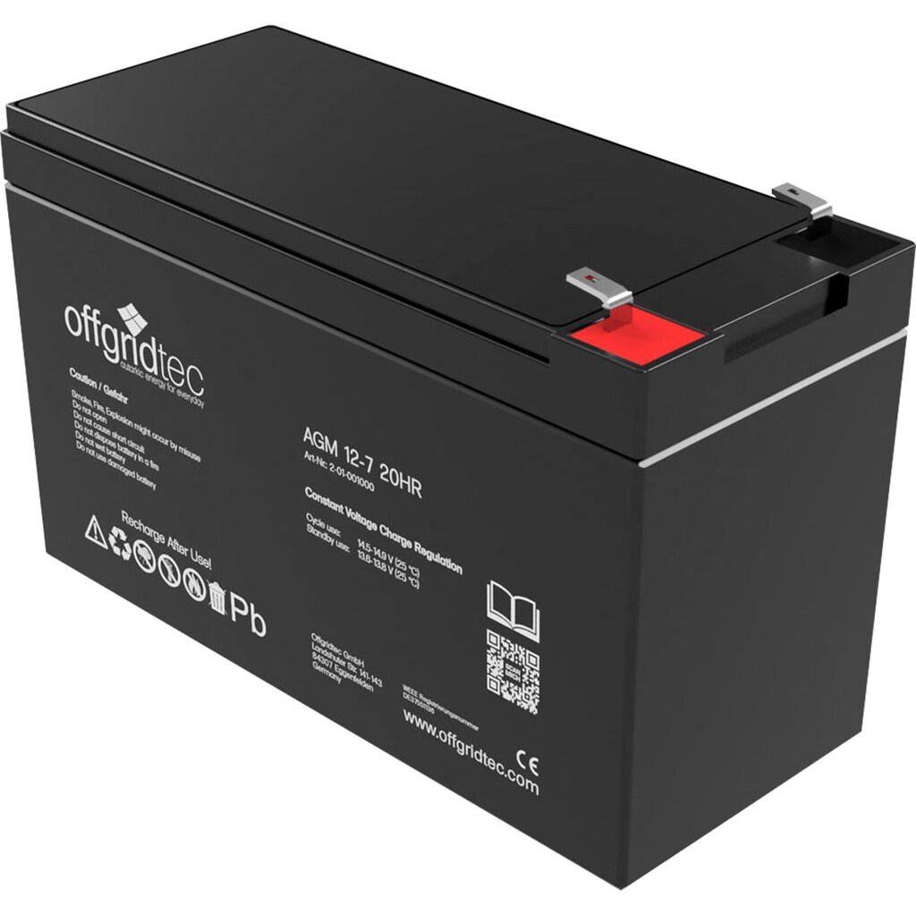 offgridtec Akku »AGM-Batterie 12V/7,0Ah 20HR«, 12 V