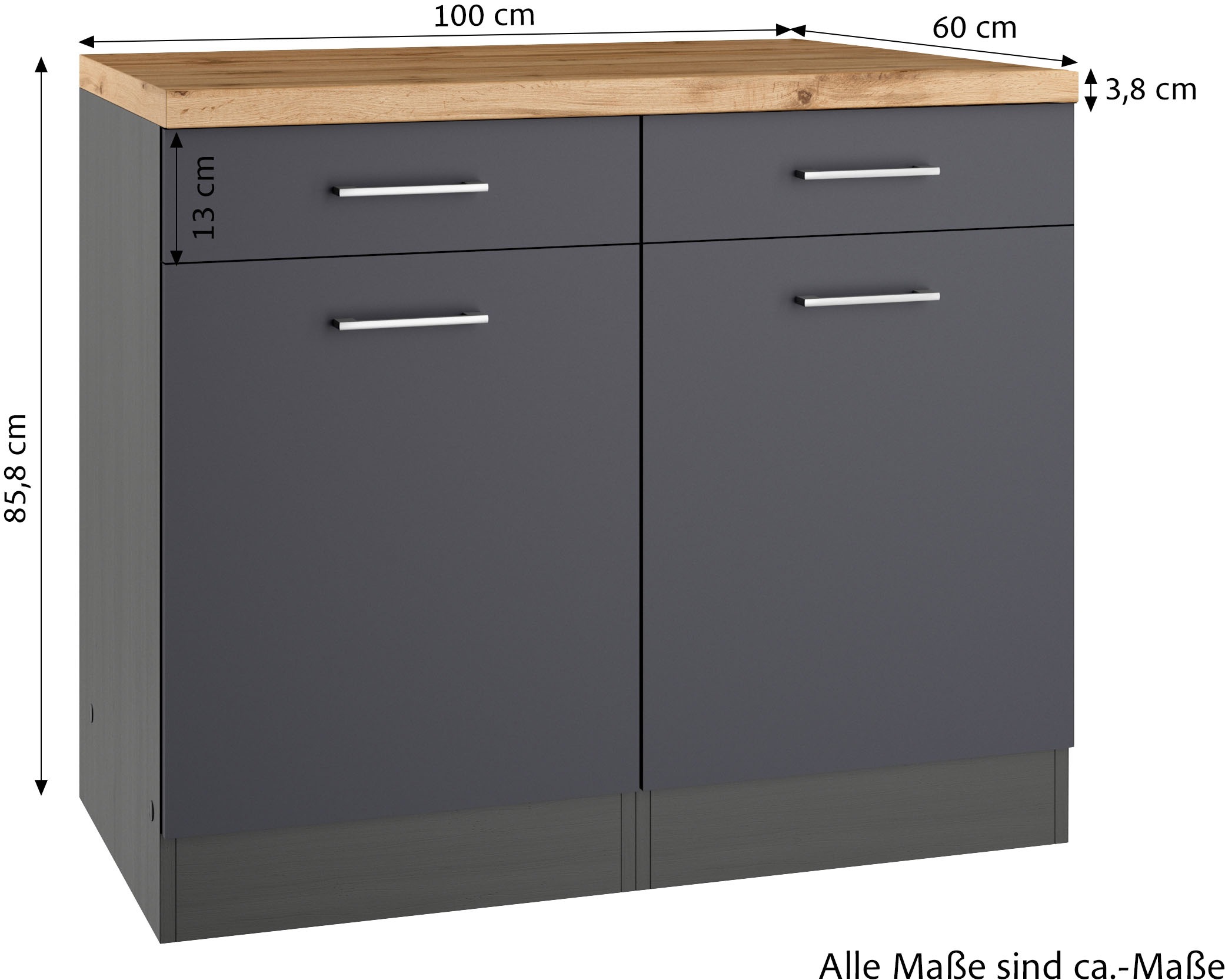 KOCHSTATION Unterschrank »KS-Milan« Unterschrank 100 cm, matte oder hochglänzende Fronten