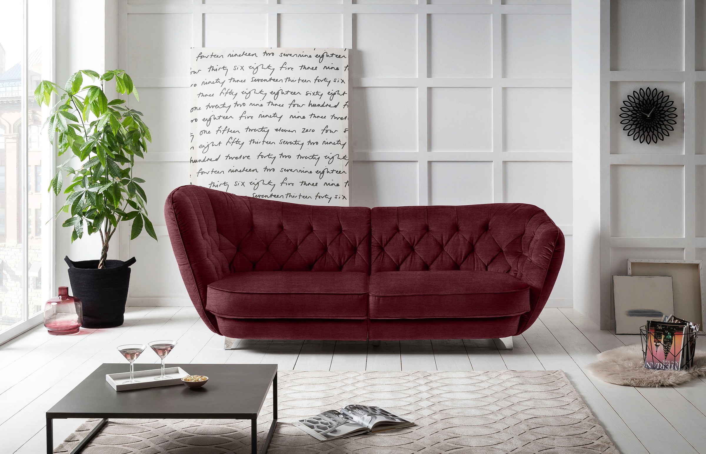 Leonique Big-Sofa »Retro«, stylischer Hochlehner günstig online kaufen