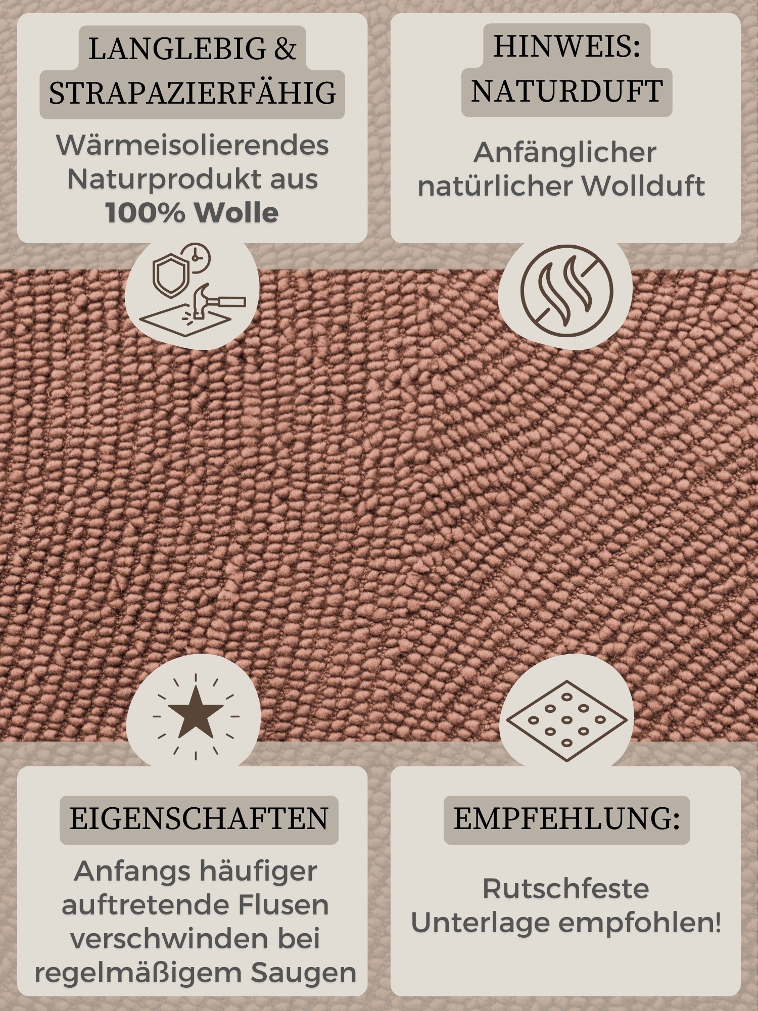 HANSE Home Wollteppich »Calmio , auch als Läufer und in rund« rechteckig 18 mm Höhe Handgetuftet, Wolle, Natur, Wohnzimmer, Schlafzimmer, Skandi, Hygge