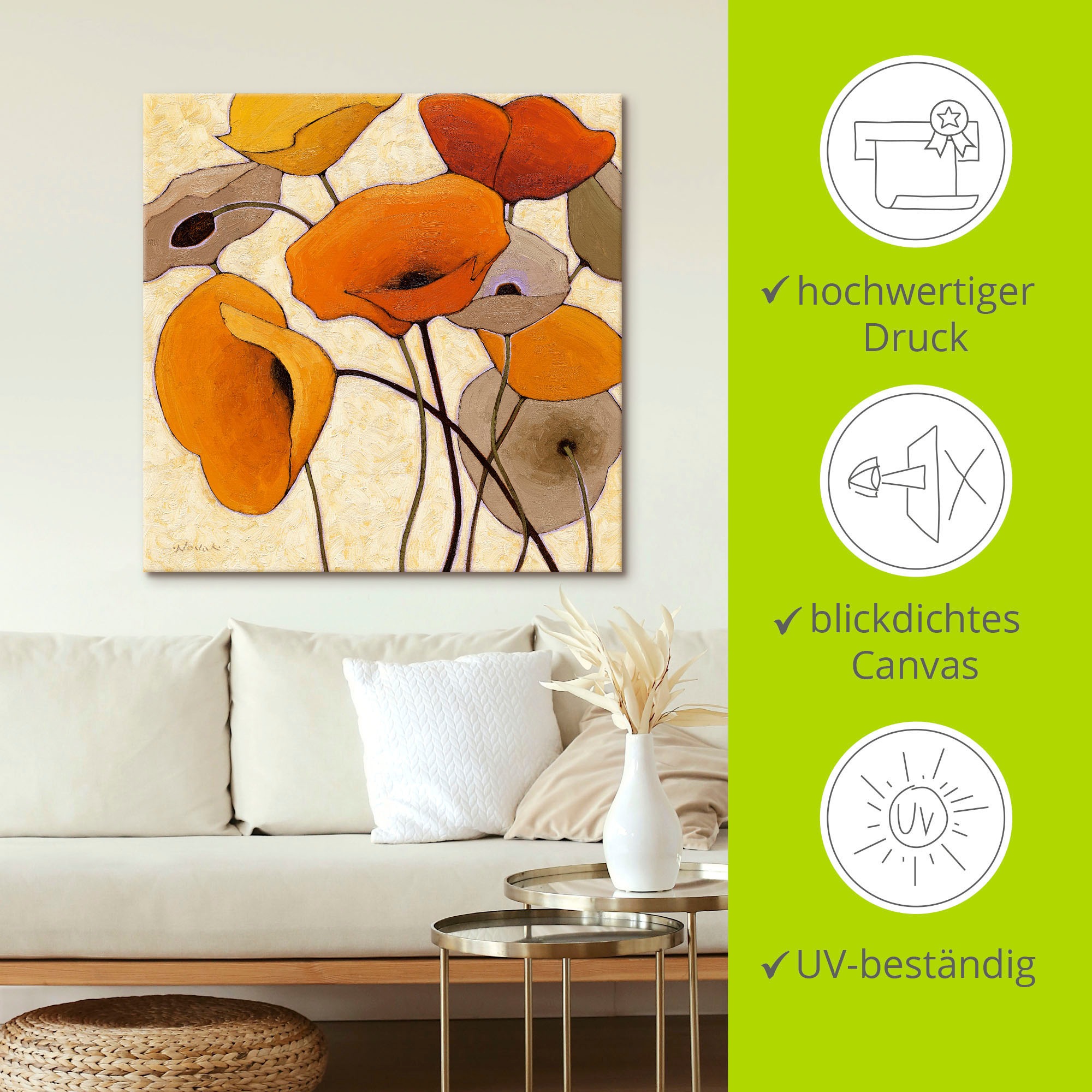 Artland Wandbild »Kürbismohn III«, Blumen, (1 St.), als Leinwandbild, Wandaufkleber in verschied. Größen