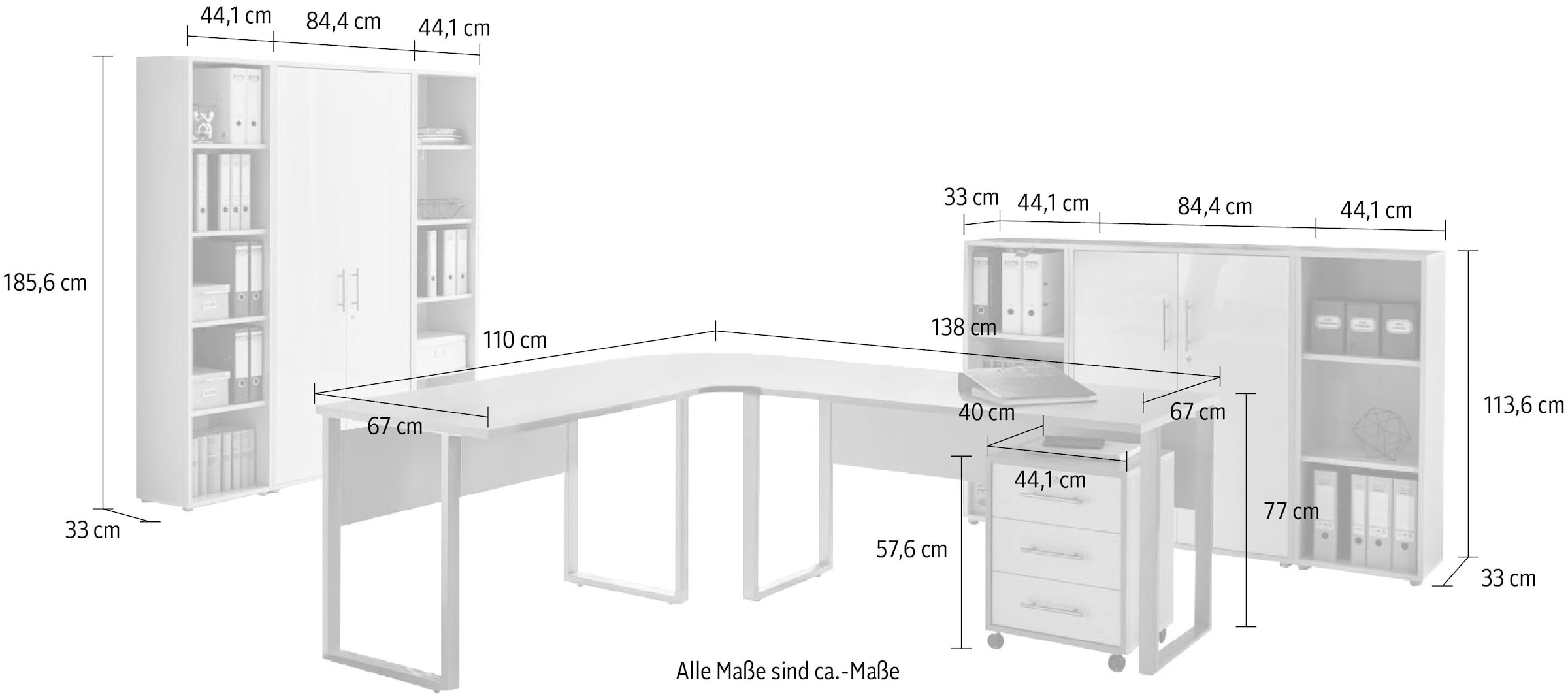 BMG Möbel Büromöbel-Set »Tabor Office 5«, (Set, 10 tlg.)
