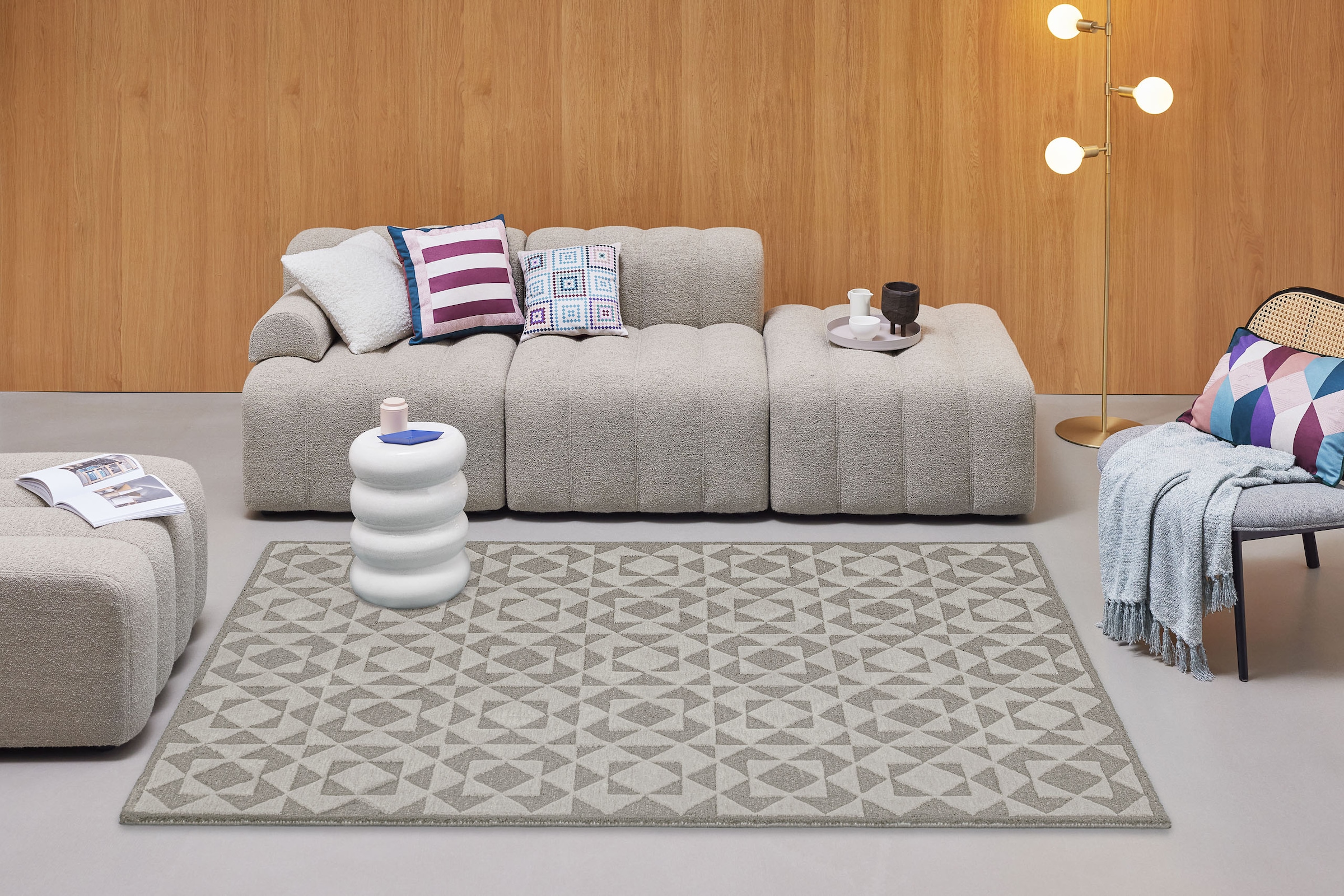 Wecon home Teppich »Downtown«, rechteckig, 10 mm Höhe, handgefertigt, pflegeleicht, Fasermix, Wohnzimmer, Schlafzimmer