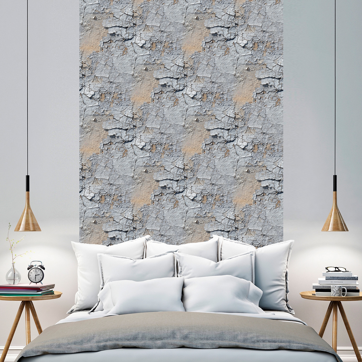 queence Vinyltapete »Rilrana«, bedruckt-clean-unifarben-minimalistisch-Abriebeffekte-Steinoptik, 90x250cm, selbstklebend, kinderleichte Anbringung, Sticker