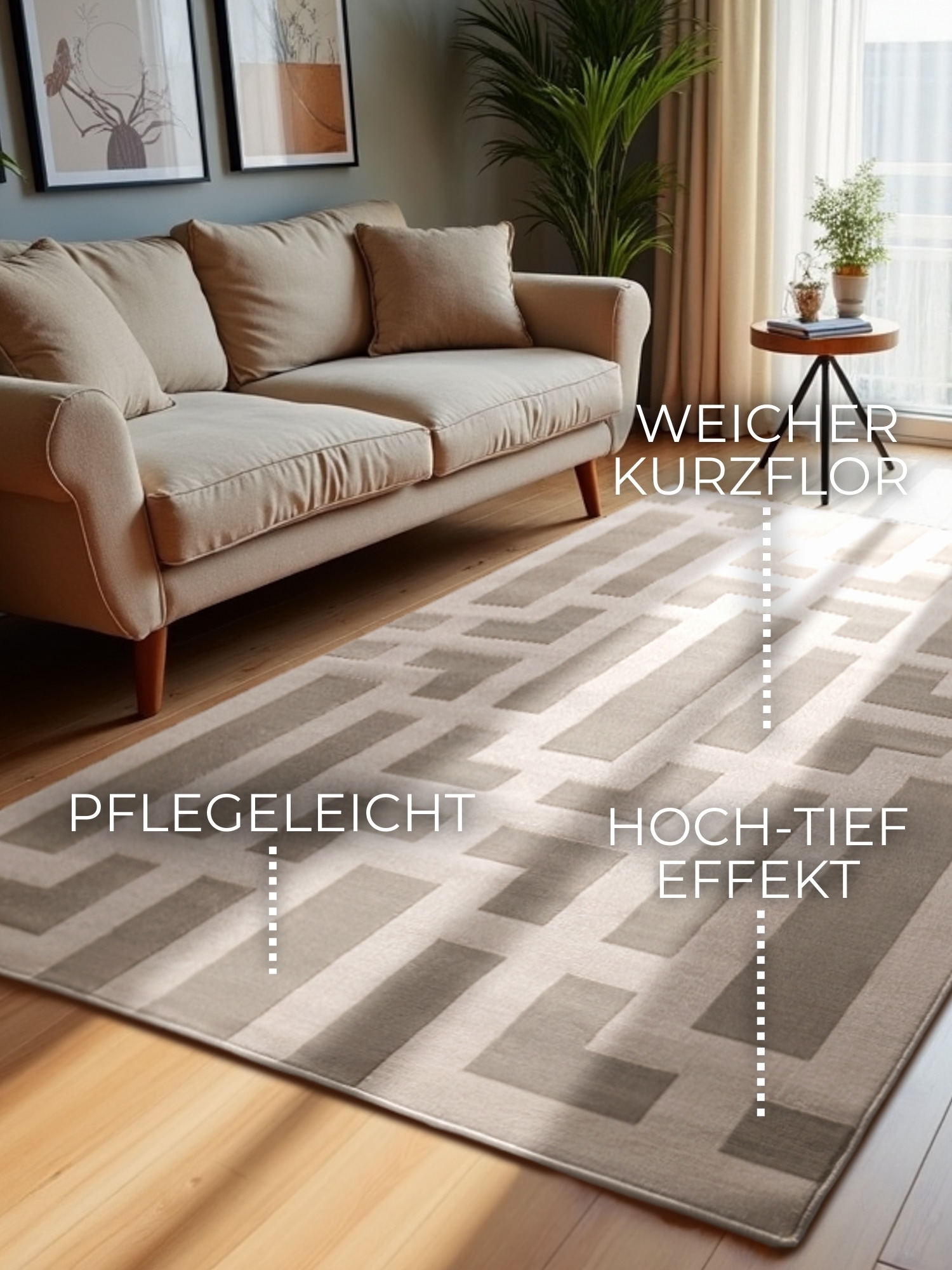 ELLE DECORATION Designteppich »Onyx«, rechteckig, 9 mm Höhe, Wohnzimmer, Schlafzimmer, Läufer, Hoch-Tief Effekt, Flur, Glanz