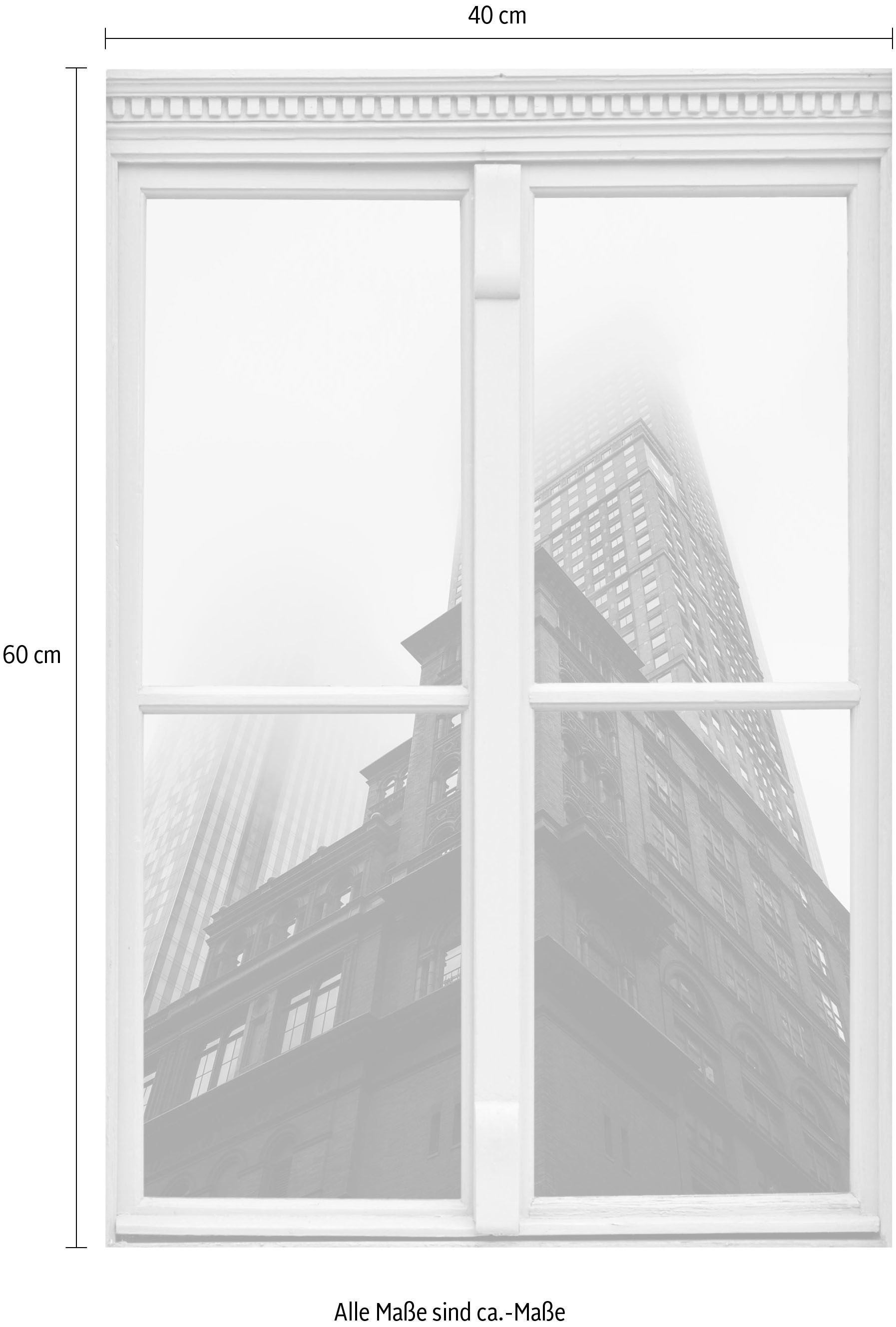 queence Wandsticker »Hochhaus«, Wandsticker, Wandbild, selbstklebend, 3D, Fenster