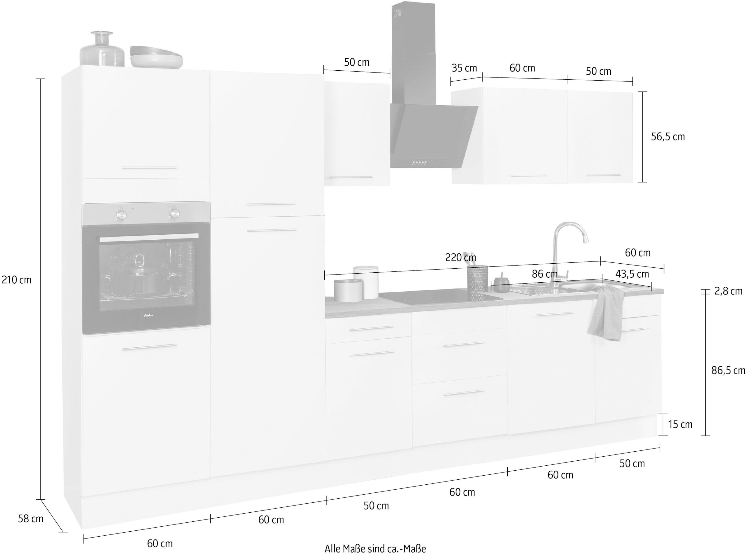 wiho Küchen Küchenzeile »Ela«, Breite 340 cm, Soft-Close-Funktion, höhenverstellbare Füße