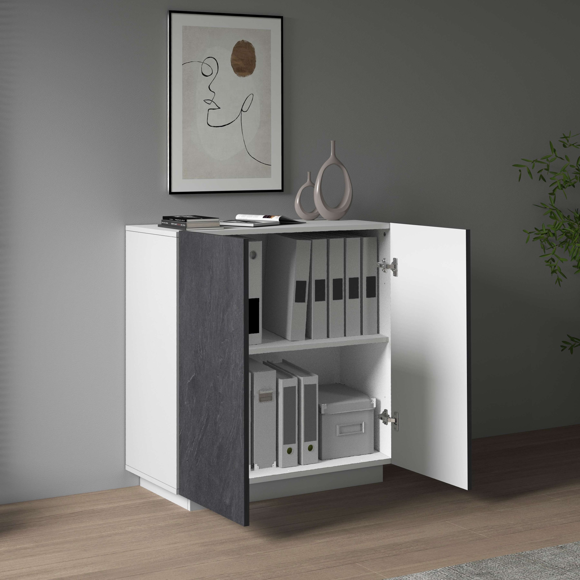 INOSIGN Aktenschrank »Coro, Mehrzweckschrank, Büroschrank mit 2 Türen«, & verstellbare Einlegeböden, Höhe 86 oder 166 cm, Made in Italy