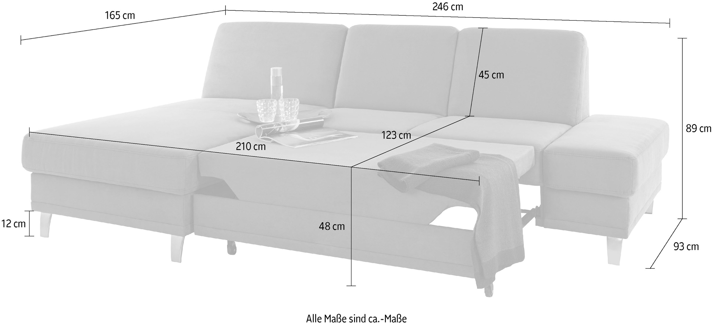 sit&more Ecksofa »Clio L-Form«, wahlweise mit Bettfunktion oder Vorziehsitz und Bettkasten, Federkern
